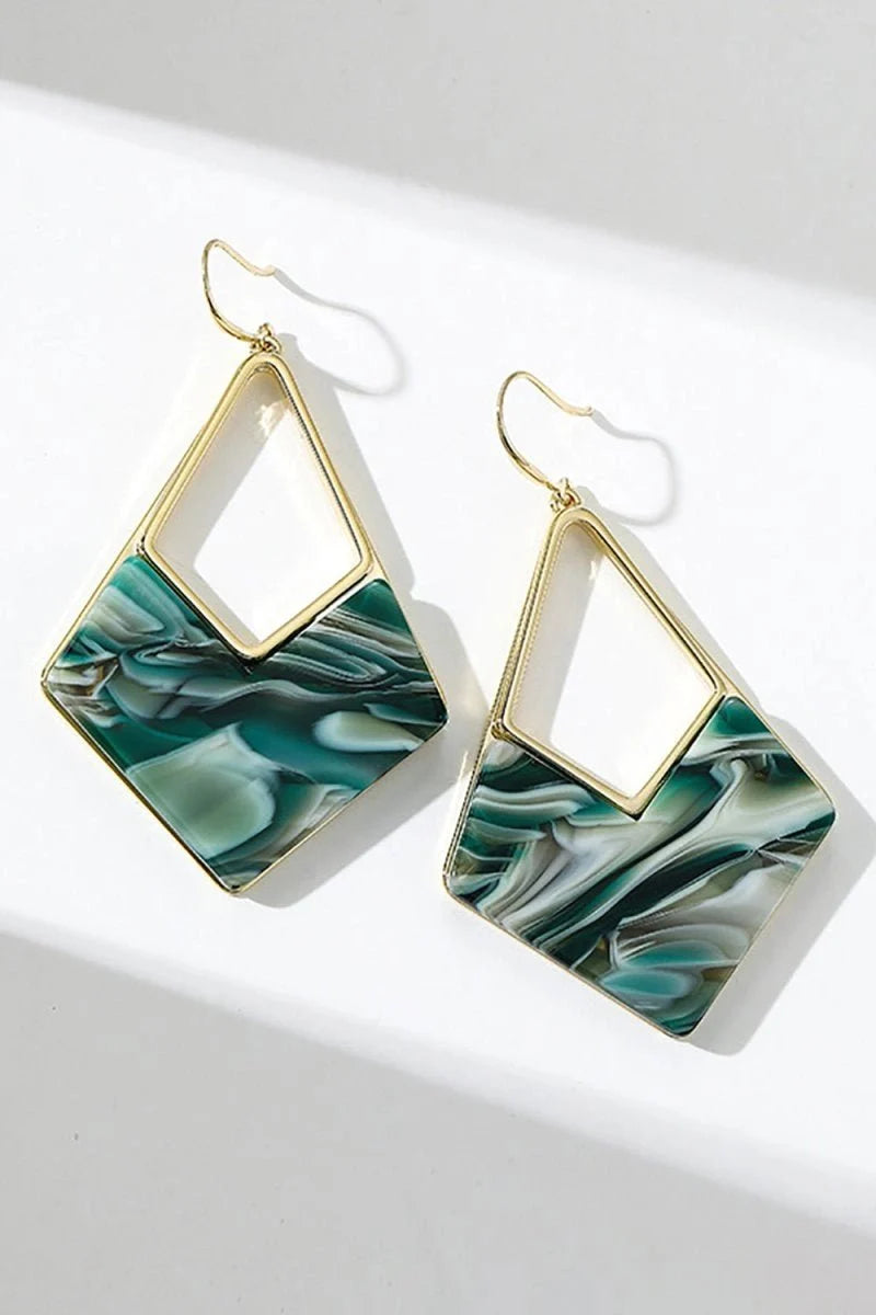 Green Diamond Long Earrings - BOLODOO