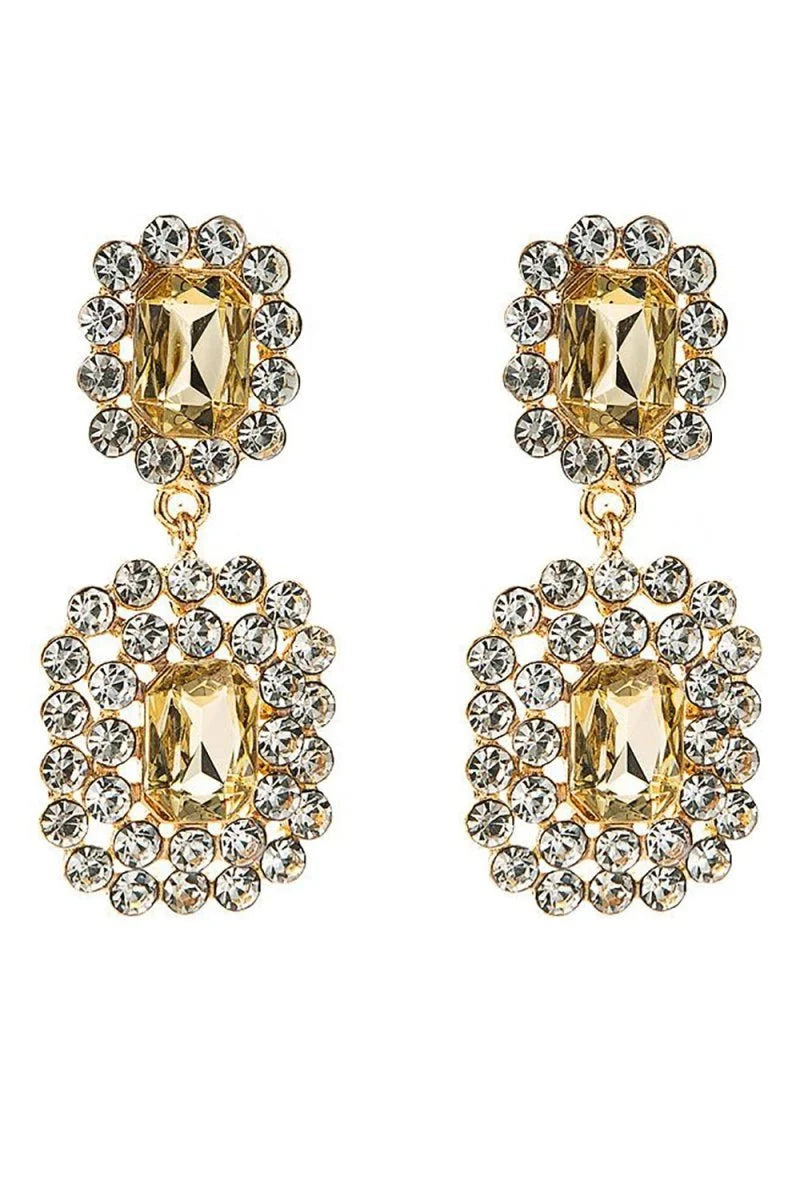 Golden Beaded Party Earrings - BOLODOO