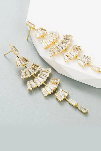 White Rhinestone Prom Earrings - BOLODOO