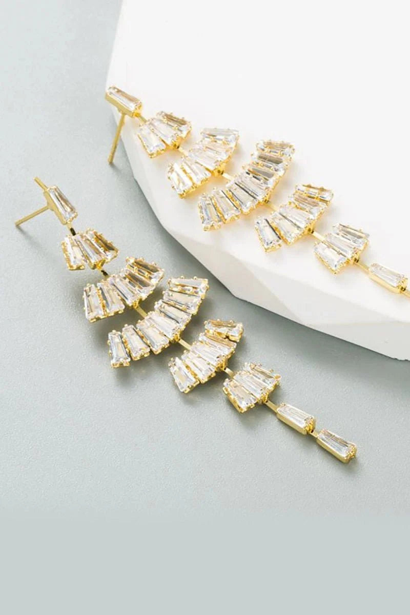 White Rhinestone Prom Earrings - BOLODOO