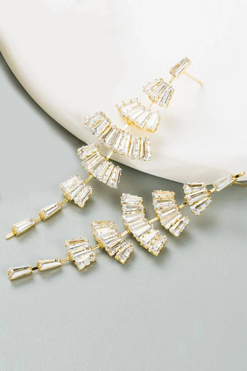 White Rhinestone Prom Earrings