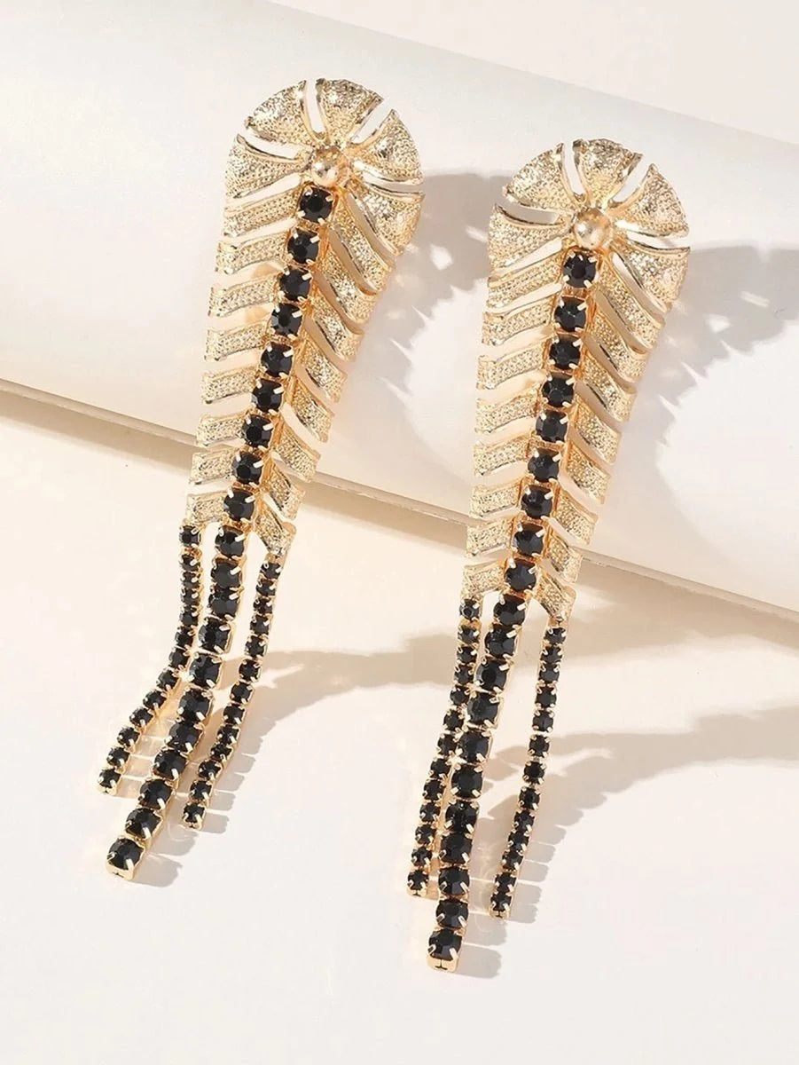Golden Leaf Tassel Vintage Boho Long Earrings - BOLODOO