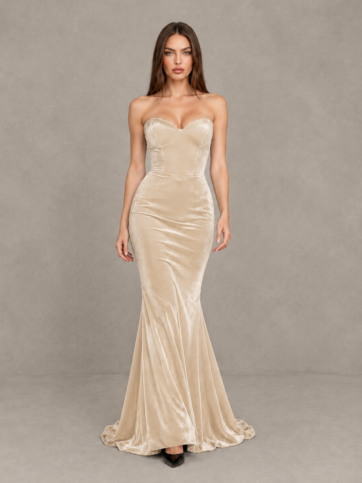 BOLODOO Chamapgen Strapless Sweetheart Velvet-Look Mermaid Evening Dress - Chamapgen - Chamapgen_1
