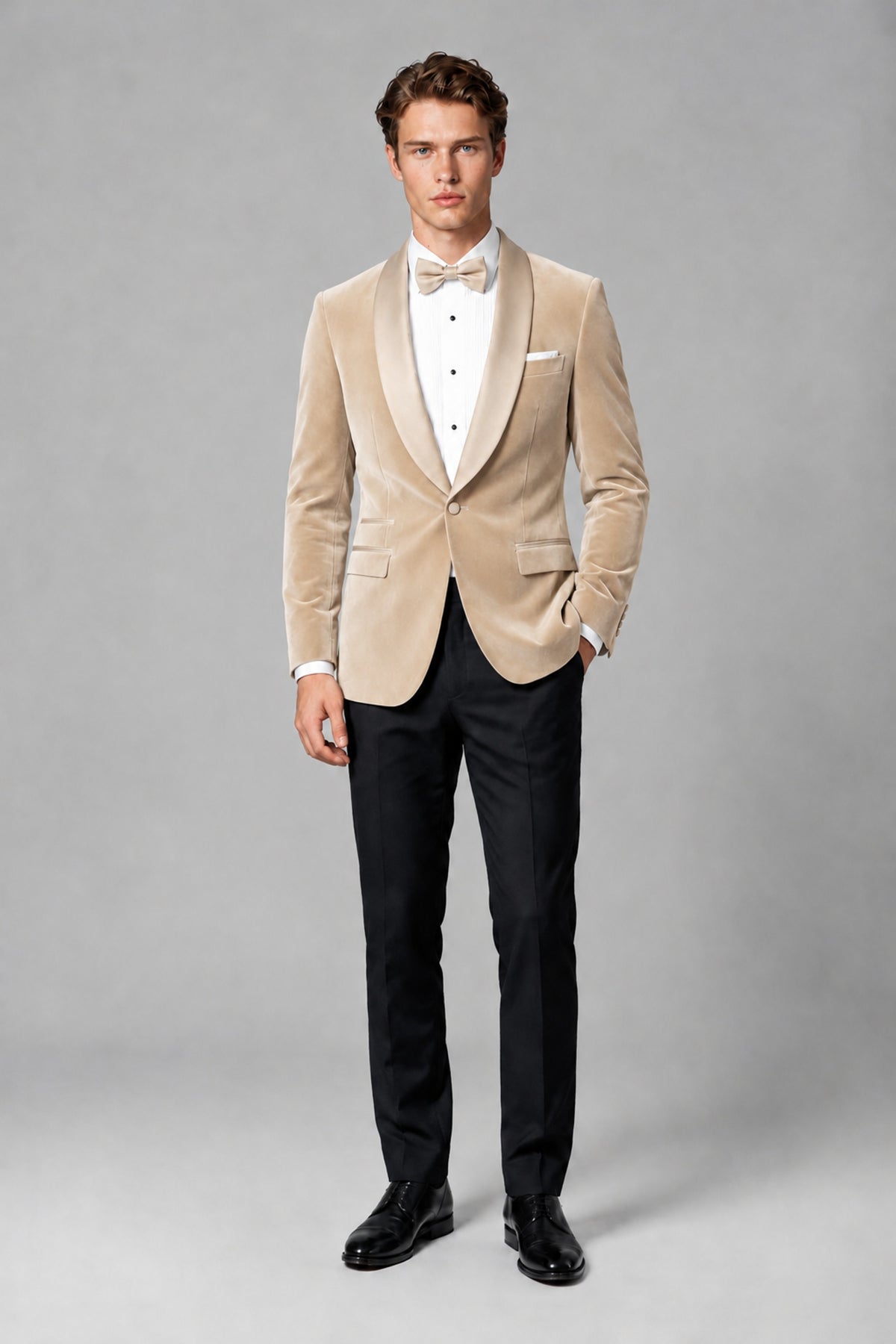 BOLODOO Men's Chamapgen Velvet Blazer | Shawl Lapel Tuxedo Jacket - Chamapgen - Chamapgen_2
