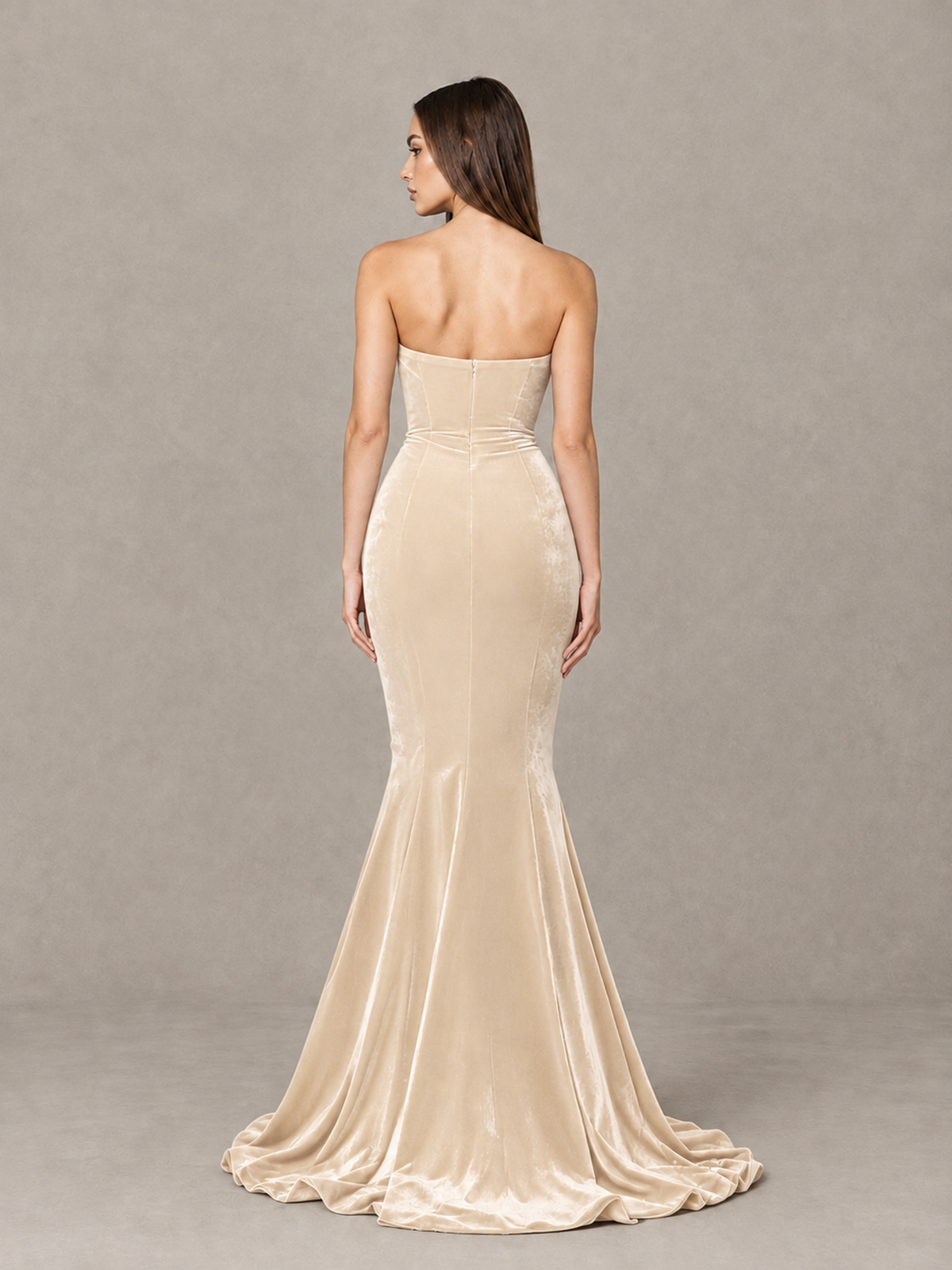 BOLODOO Chamapgen Strapless Sweetheart Velvet-Look Mermaid Evening Dress - Chamapgen - Chamapgen_2