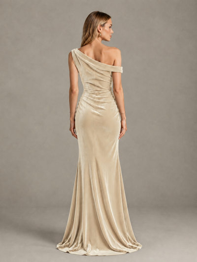 BOLODOO Chamapgen One-Shoulder Velvet Mermaid Evening Gown - Chamapgen - Chamapgen_2