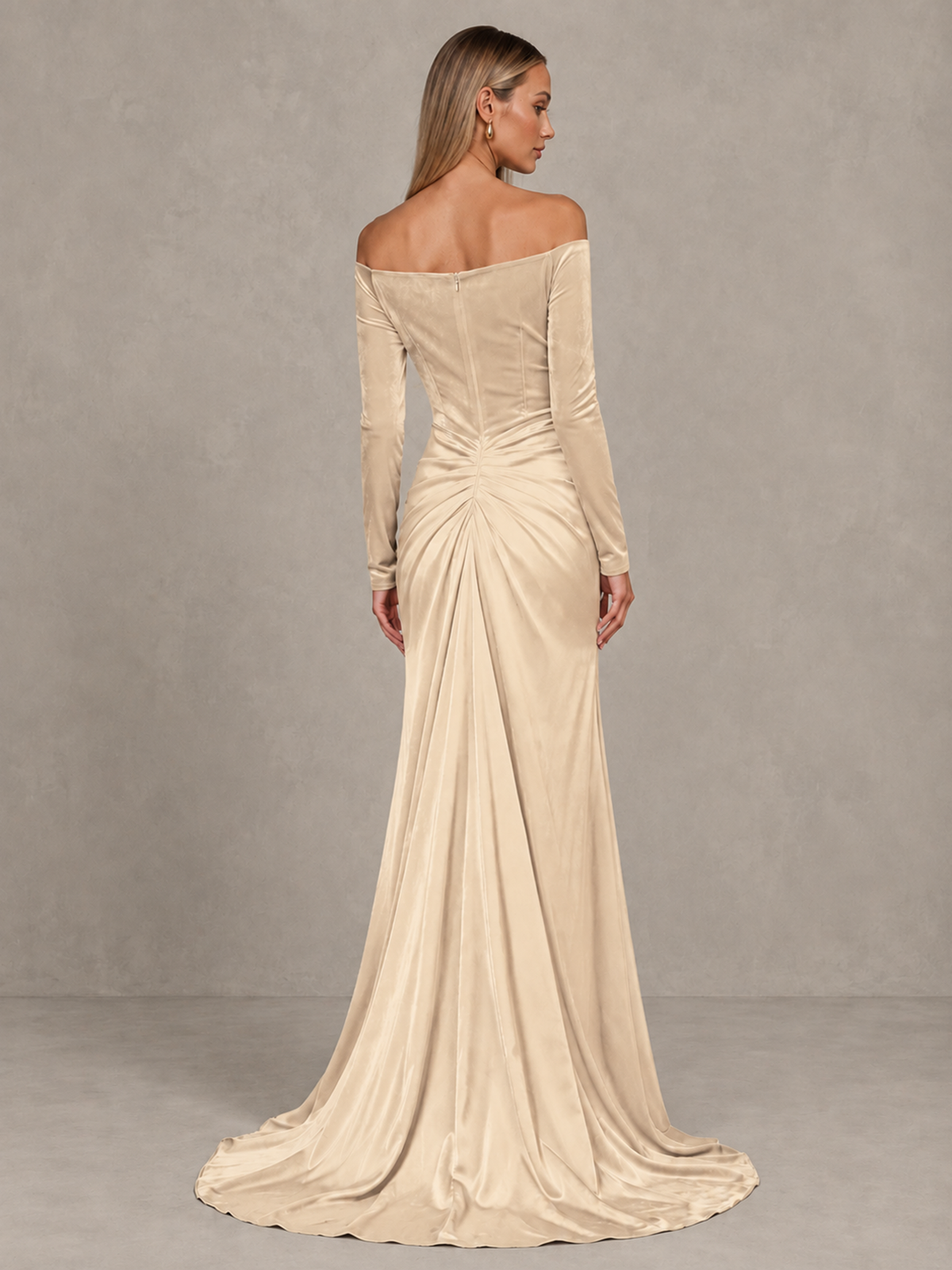 BOLODOO Chamapgen Off-Shoulder Velvet Evening Gown with High Slit - Chamapgen - Chamapgen_2