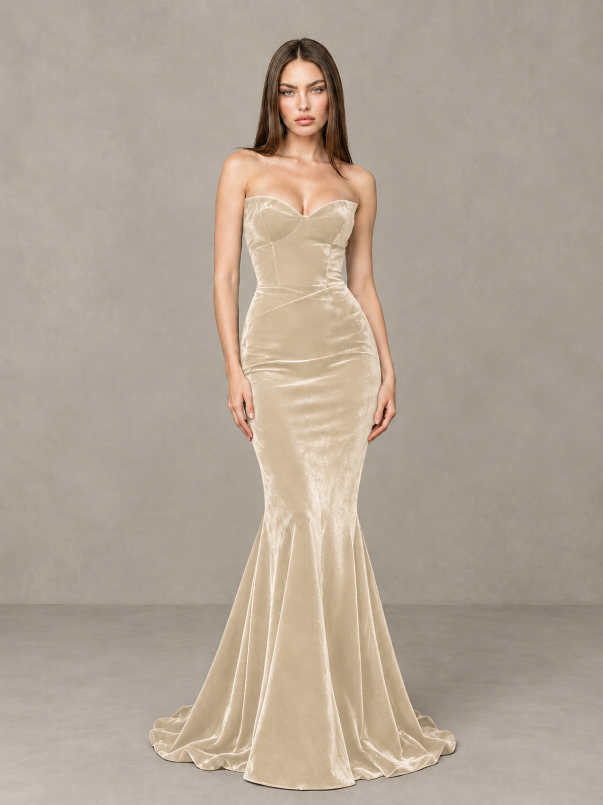 BOLODOO Chamapgen Strapless Sweetheart Velvet-Look Mermaid Evening Dress - Chamapgen - Chamapgen_3