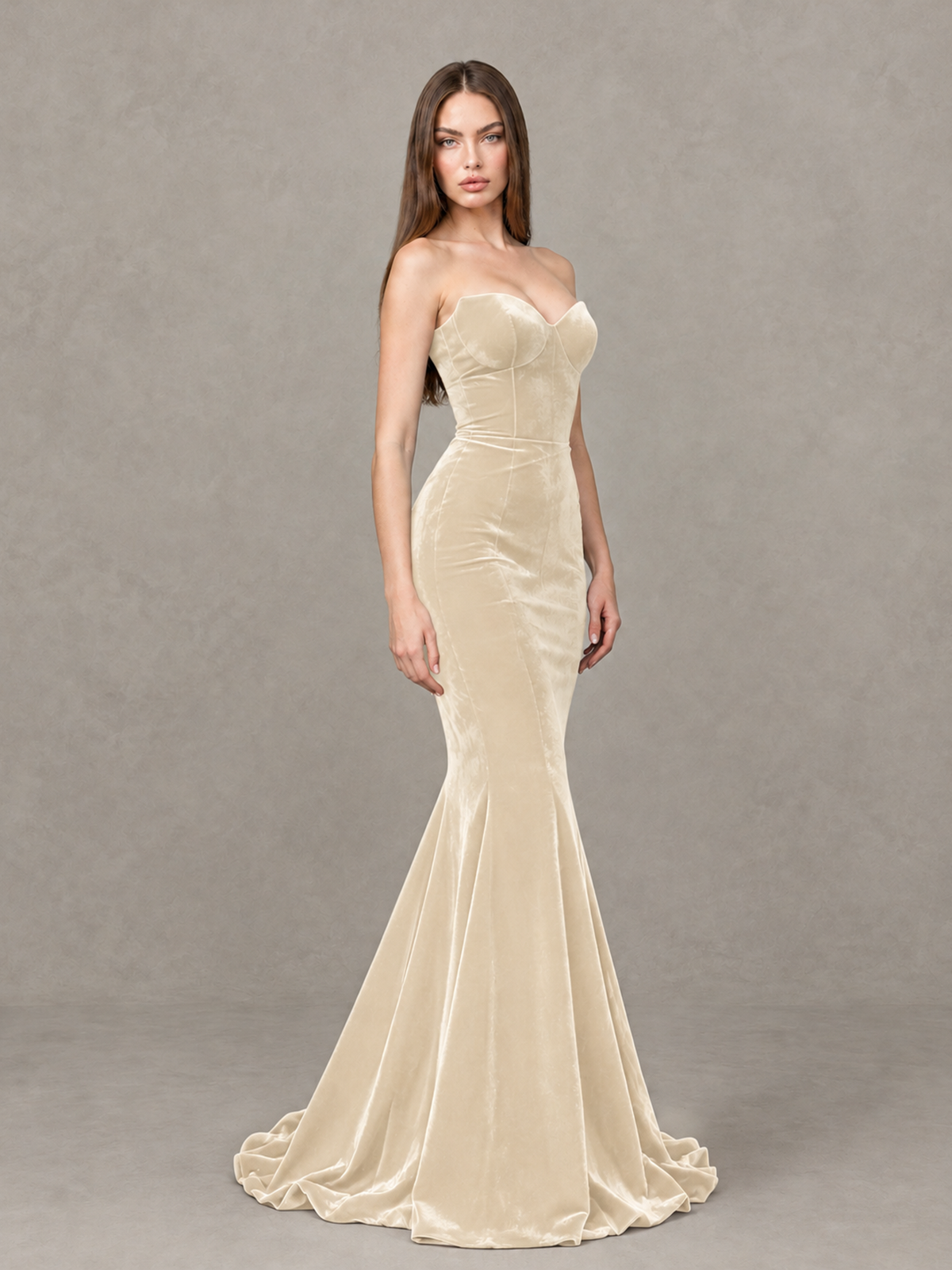 BOLODOO Chamapgen Strapless Sweetheart Velvet-Look Mermaid Evening Dress - Chamapgen - Chamapgen_4