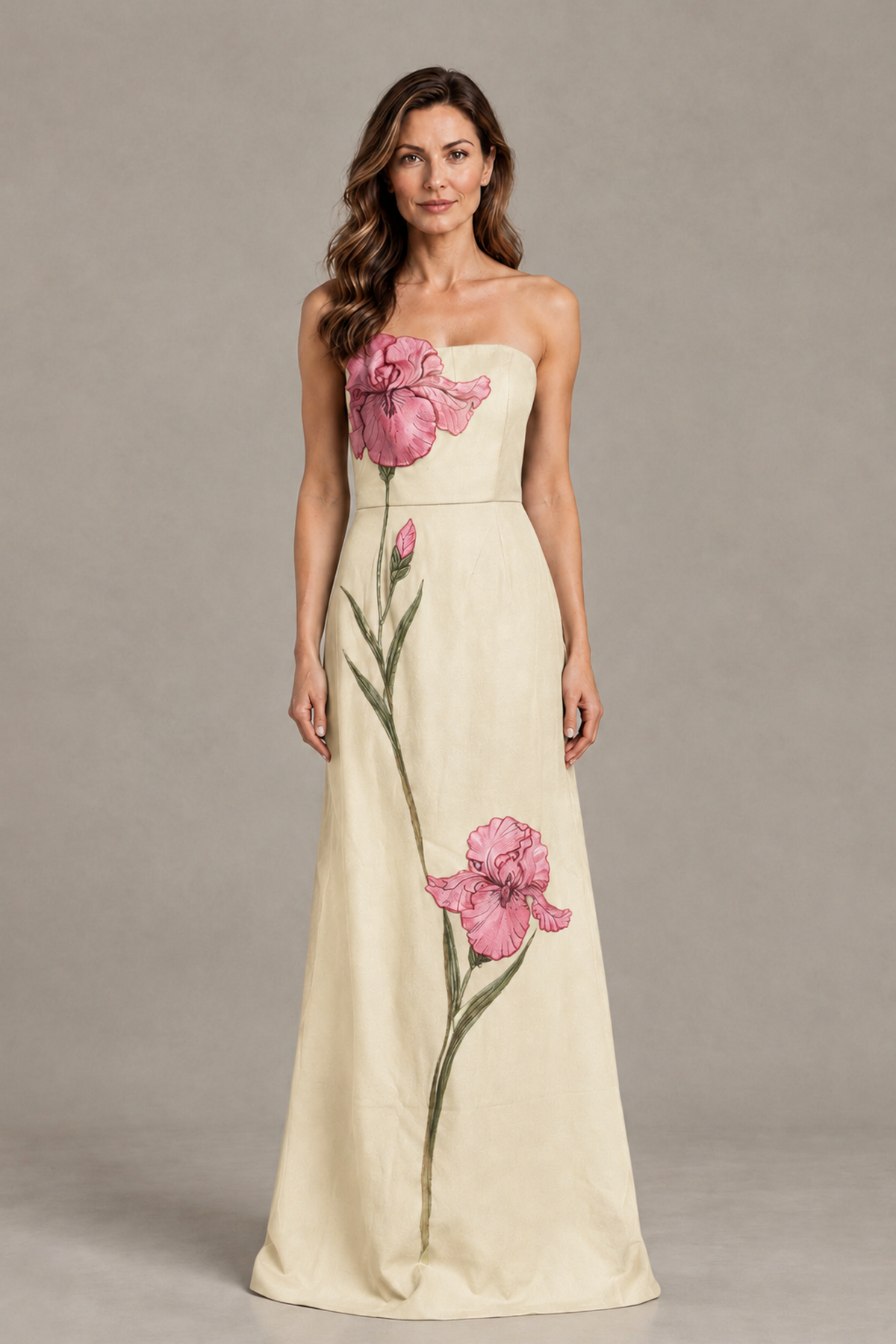 BOLODOO Champagne Strapless Floral Mother of the Bride Gown - Champagne - Champagne_01