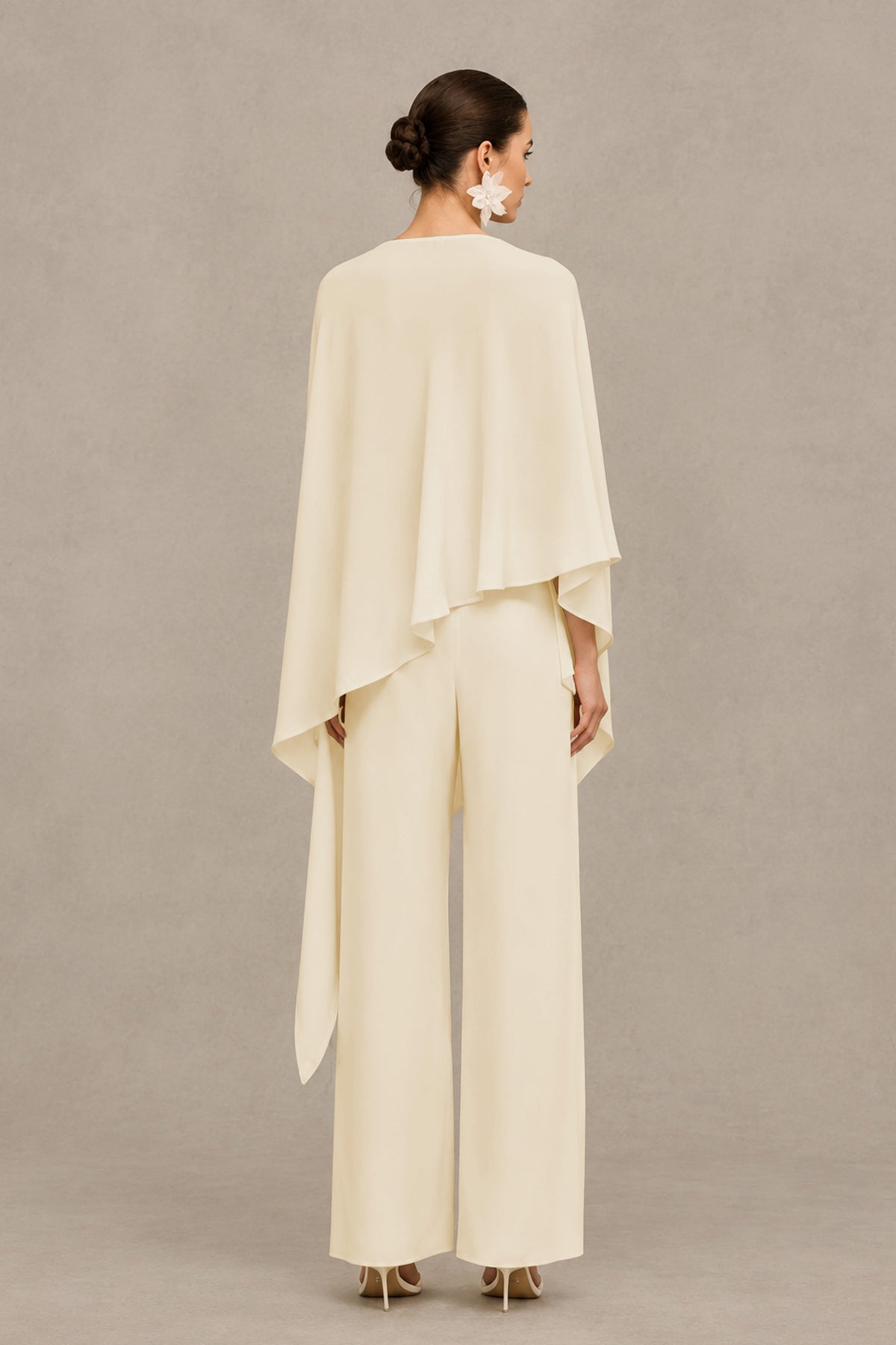 BOLODOO Champagne Cape Sleeve Wide-Leg Formal Pantsuit - Champagne - Champagne_02