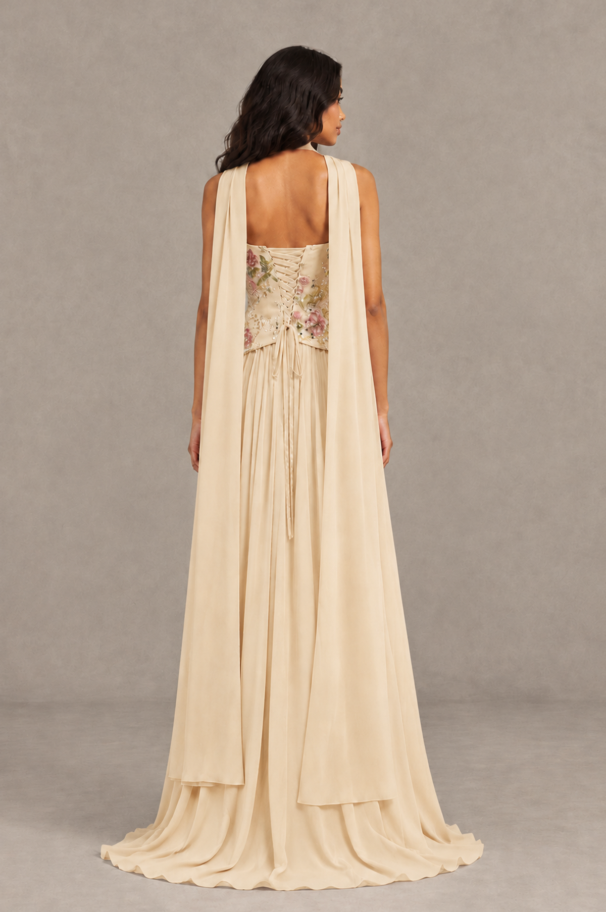 BOLODOO Champagne Strapless Beaded Floral Corset Chiffon Maxi Gown – Open Back Prom & Formal Evening Dress - Champagne - Champagne_02