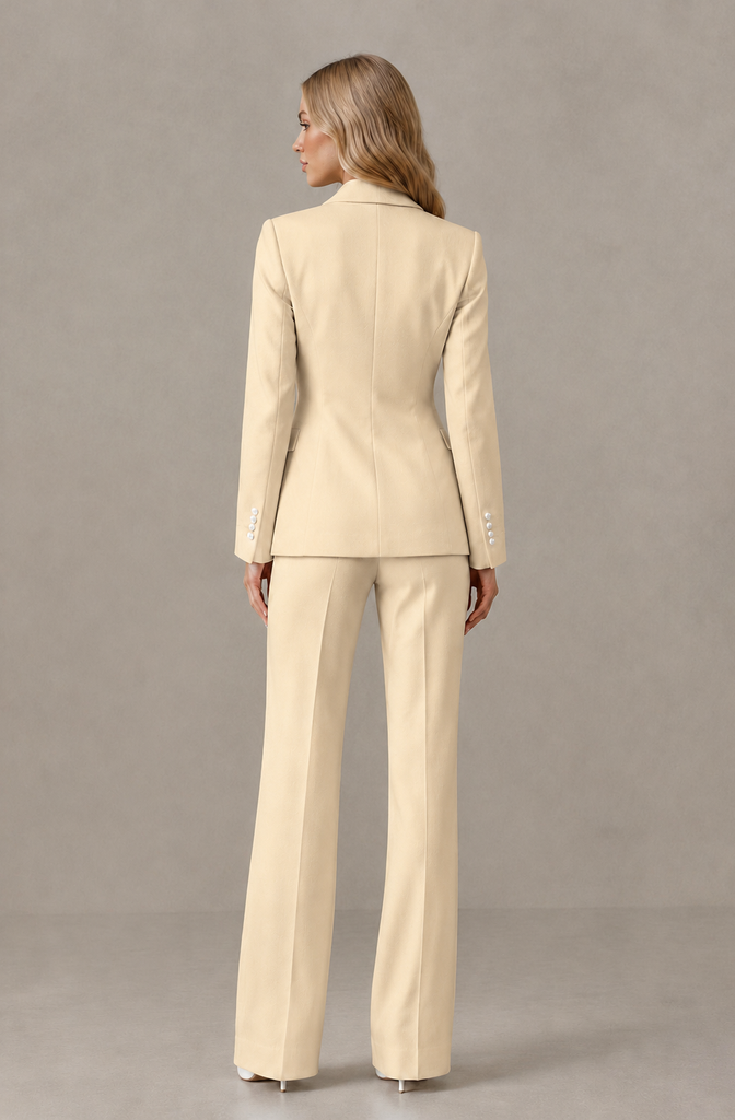 BOLODOO Champagne Women's Three-Piece Pantsuit with Blazer & Vest - Champagne - Champagne_02