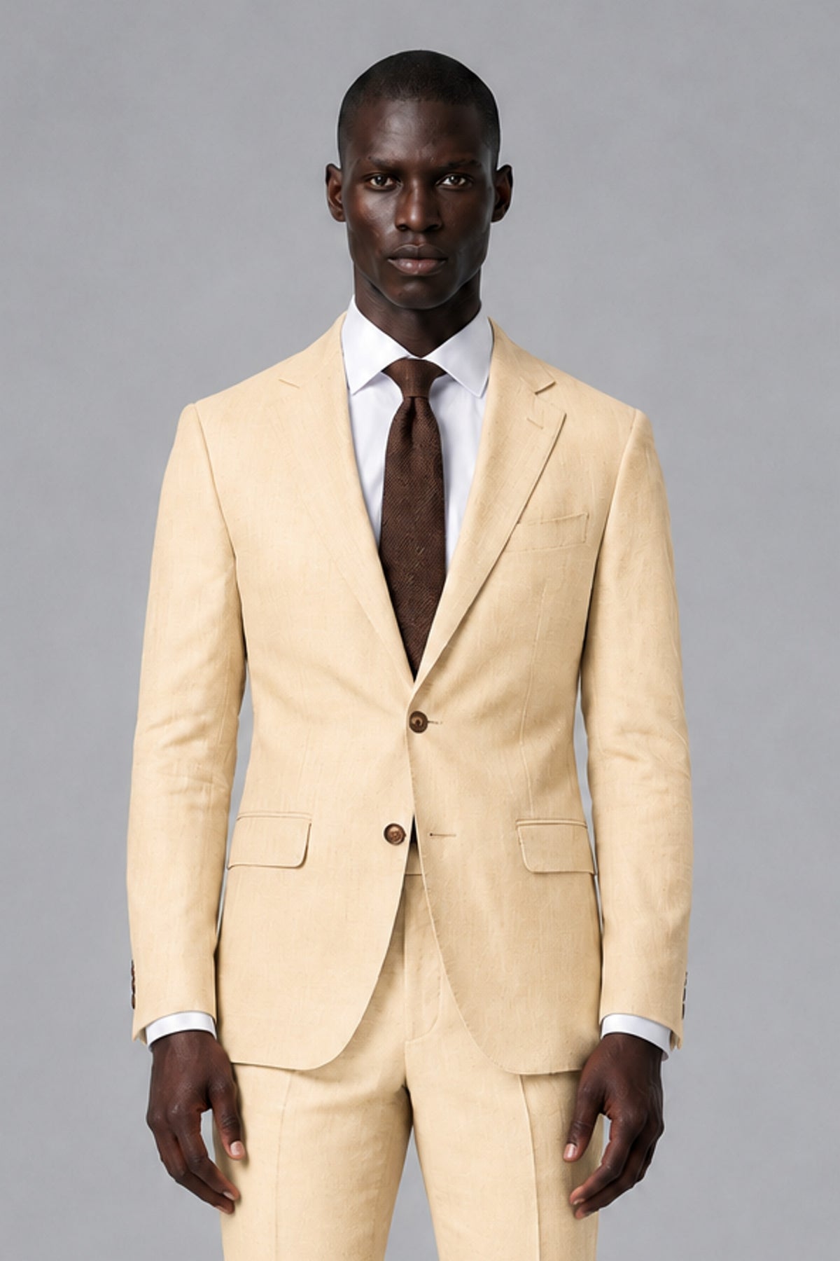 Men's Champagne Two-Piece Notch Lapel Suit - Champagne - Champagne_1