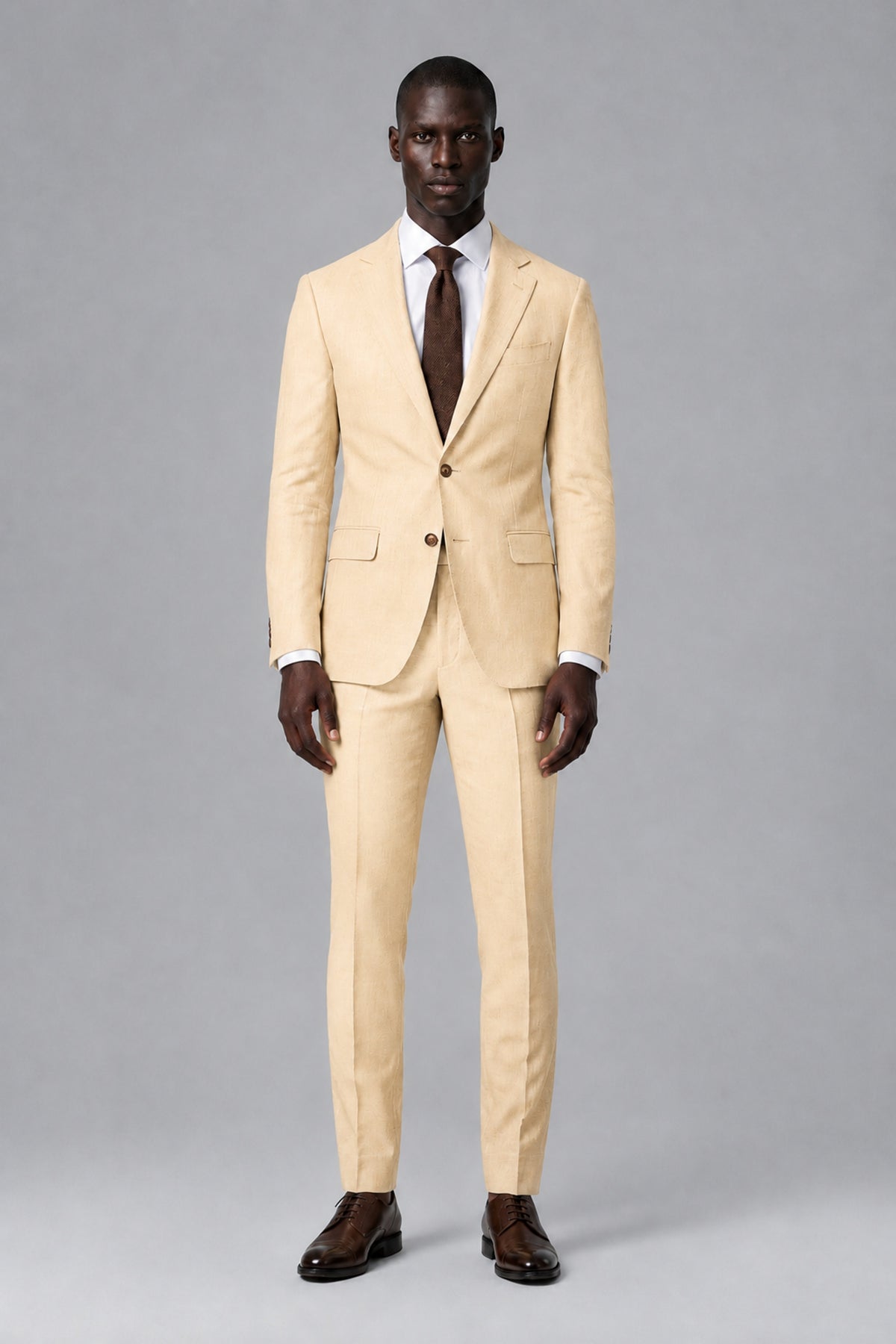 Men's Champagne Two-Piece Notch Lapel Suit - Champagne - Champagne_2