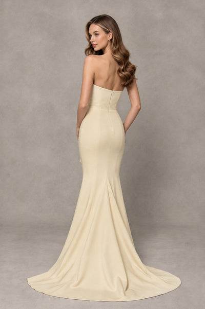 BOLODOO Champagne Strapless Mermaid Evening Dress with Ruffle Slit and Train - Champagne - Champagne_2