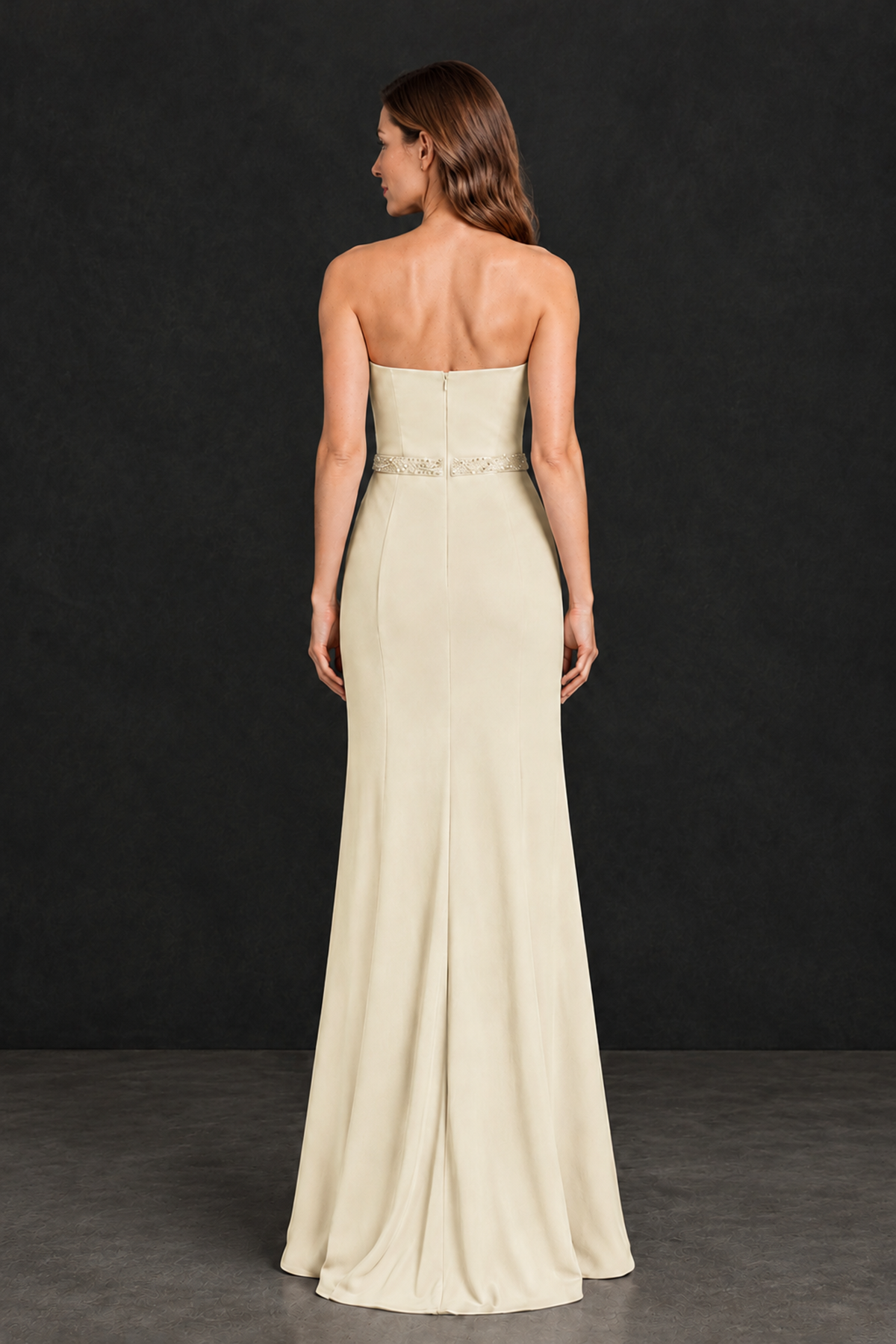 BOLODOO Champagne Strapless Mother of the Bride Dress with 3D Floral Appliques - Champagne - Champagne_2