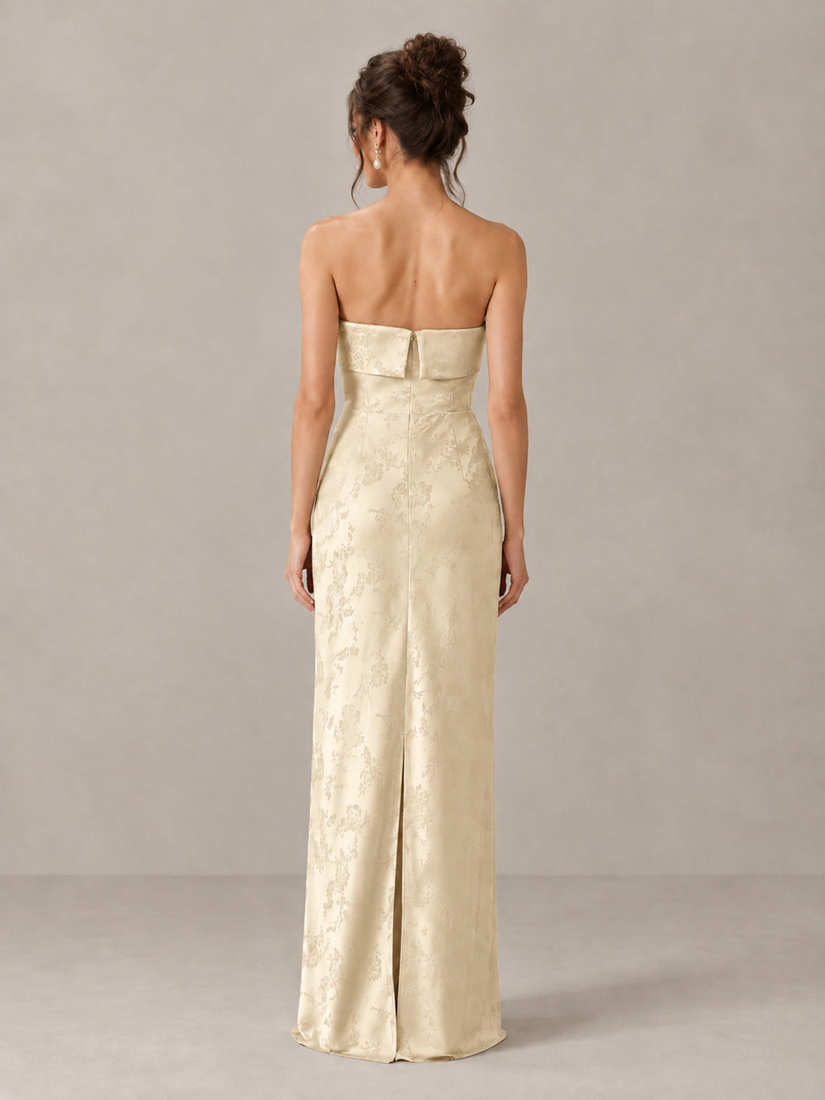 BOLODOO Champagne Strapless Floral Bridesmaid Dress - Champagne - Champagne_2