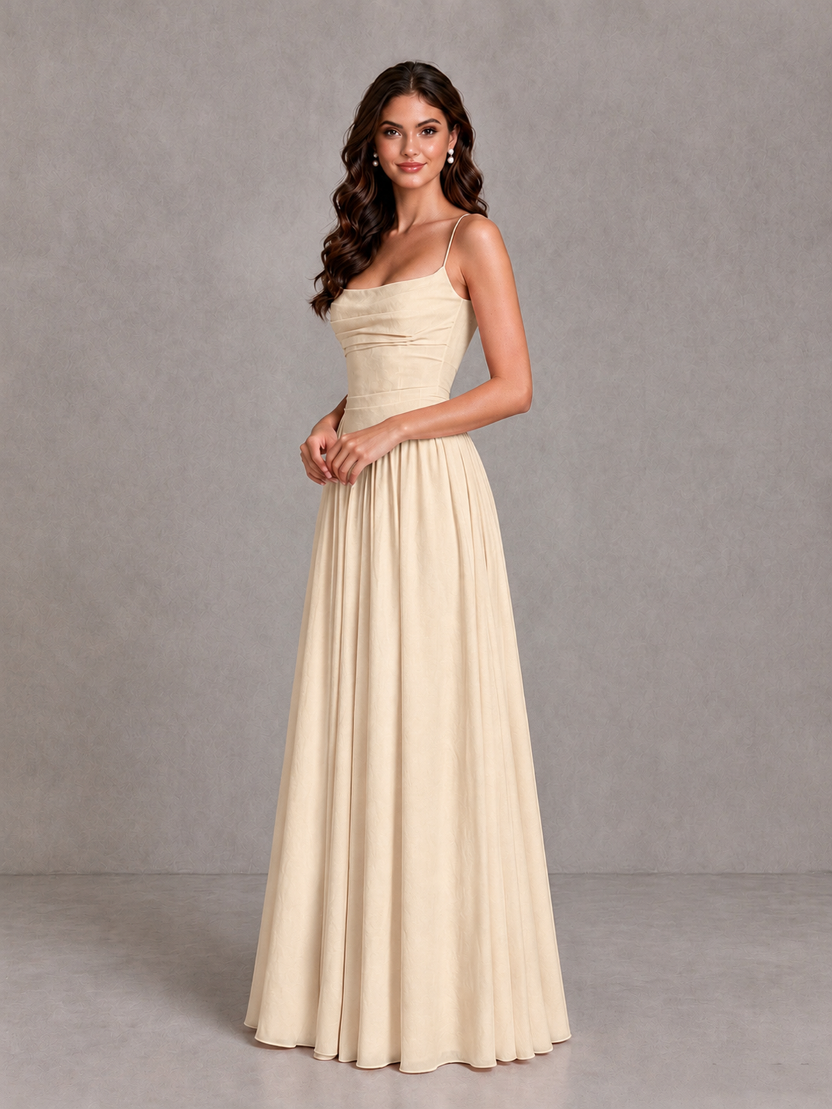 BOLODOO Champagne Lace-Up Back A-Line Bridesmaid Dress - Champagne - Champagne_3