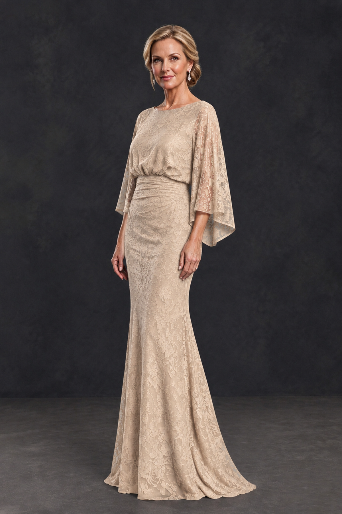 BOLODOO Champagne Lace Flutter Sleeve Mother of the Bride Dress - Champagne - Champagne_3