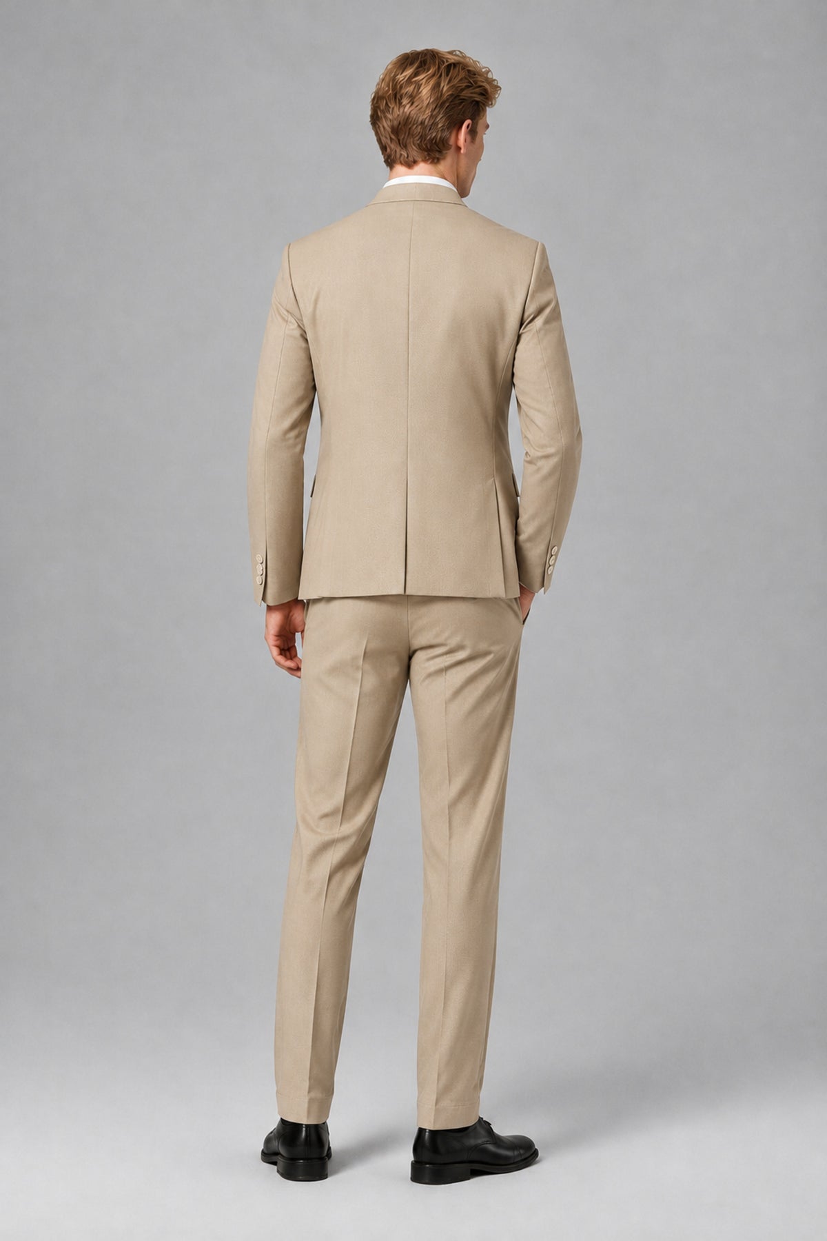 Bolodoo Men's Champagne Mandarin Collar 3-Piece Suit – Jacket, Vest & Trousers - Champagne - Champagne_3