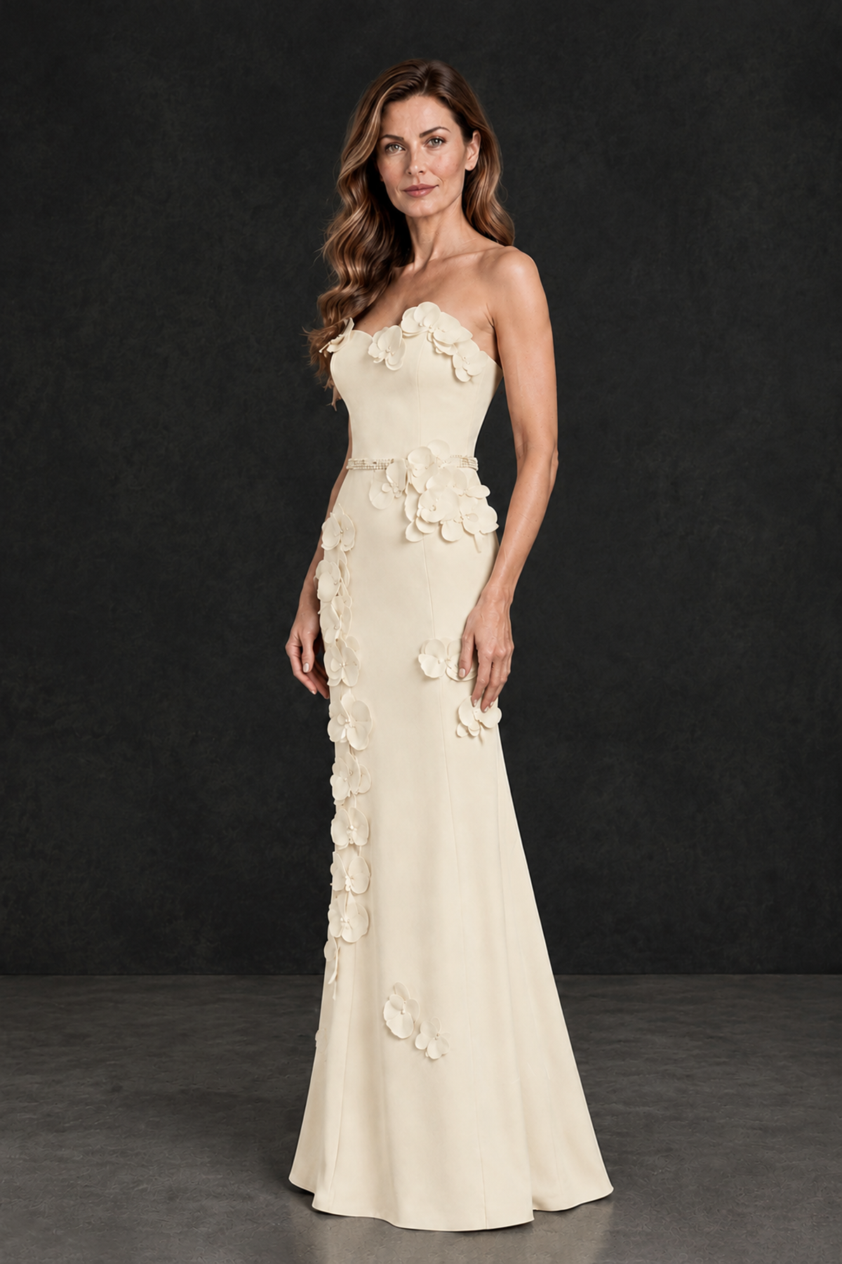 BOLODOO Champagne Strapless Mother of the Bride Dress with 3D Floral Appliques - Champagne - Champagne_3