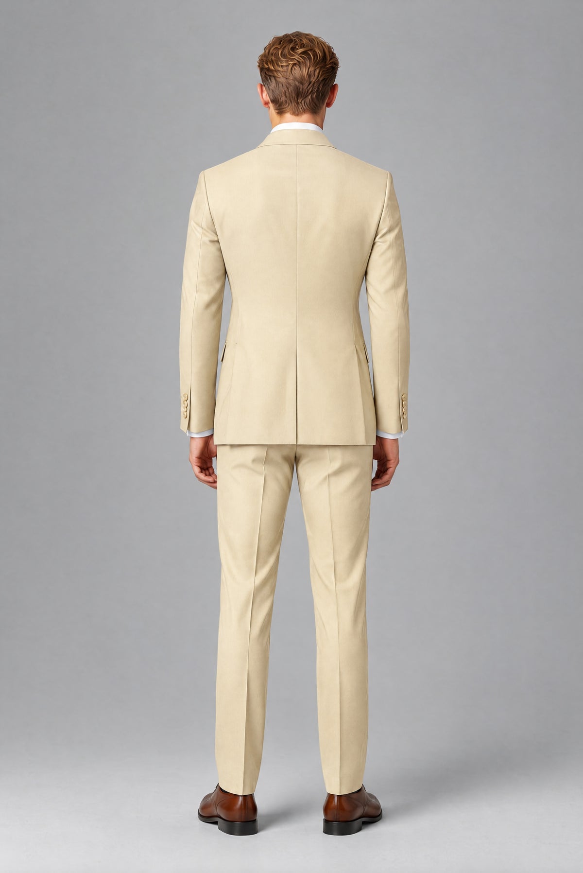 Bolodoo Men's Champagne Double-Breasted 2-Piece Wedding Suit - Champagne - Champagne_3