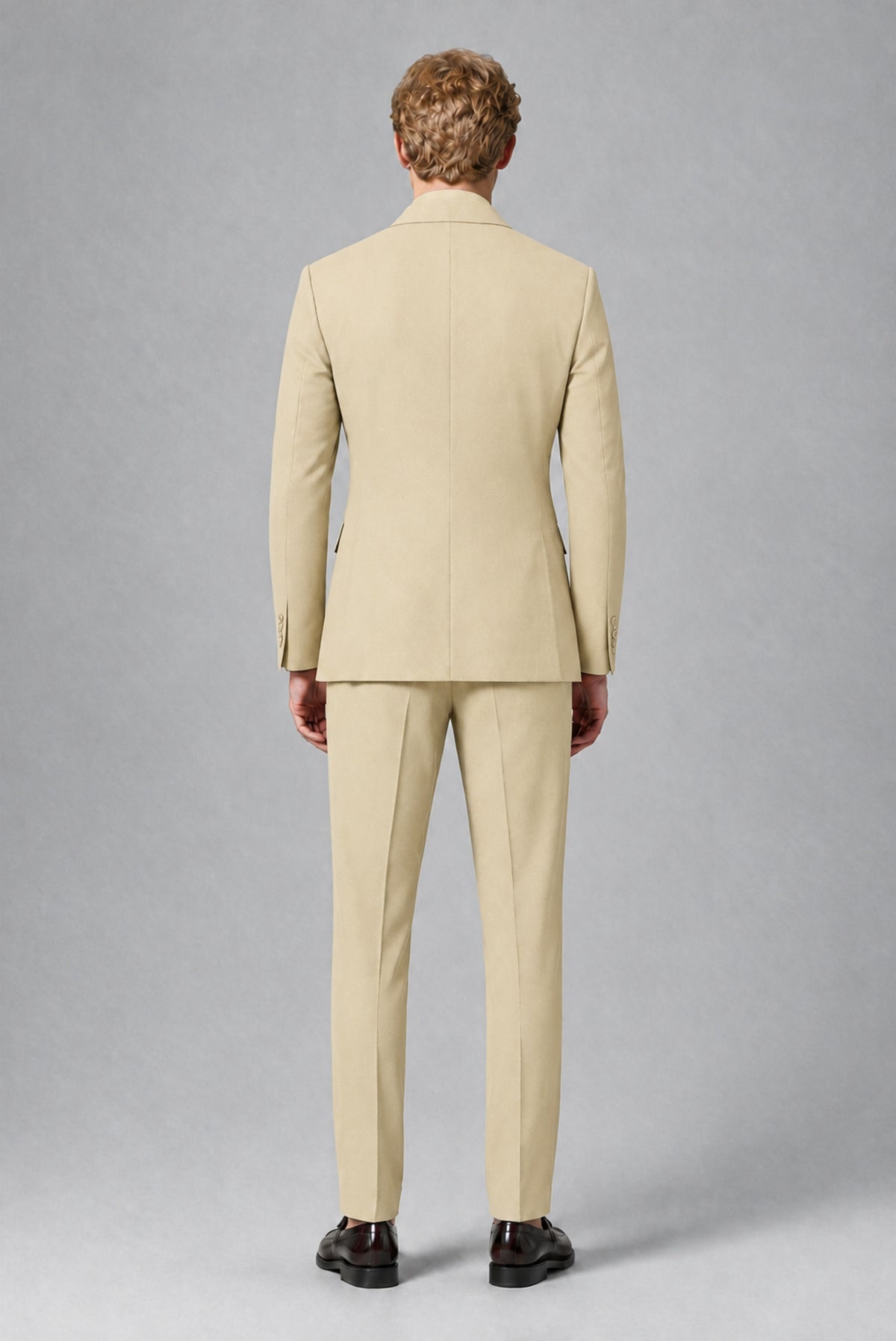 BOLODOO Men's Champagne Double-Breasted Two-Piece Suit – Jacket & Trousers - Champagne