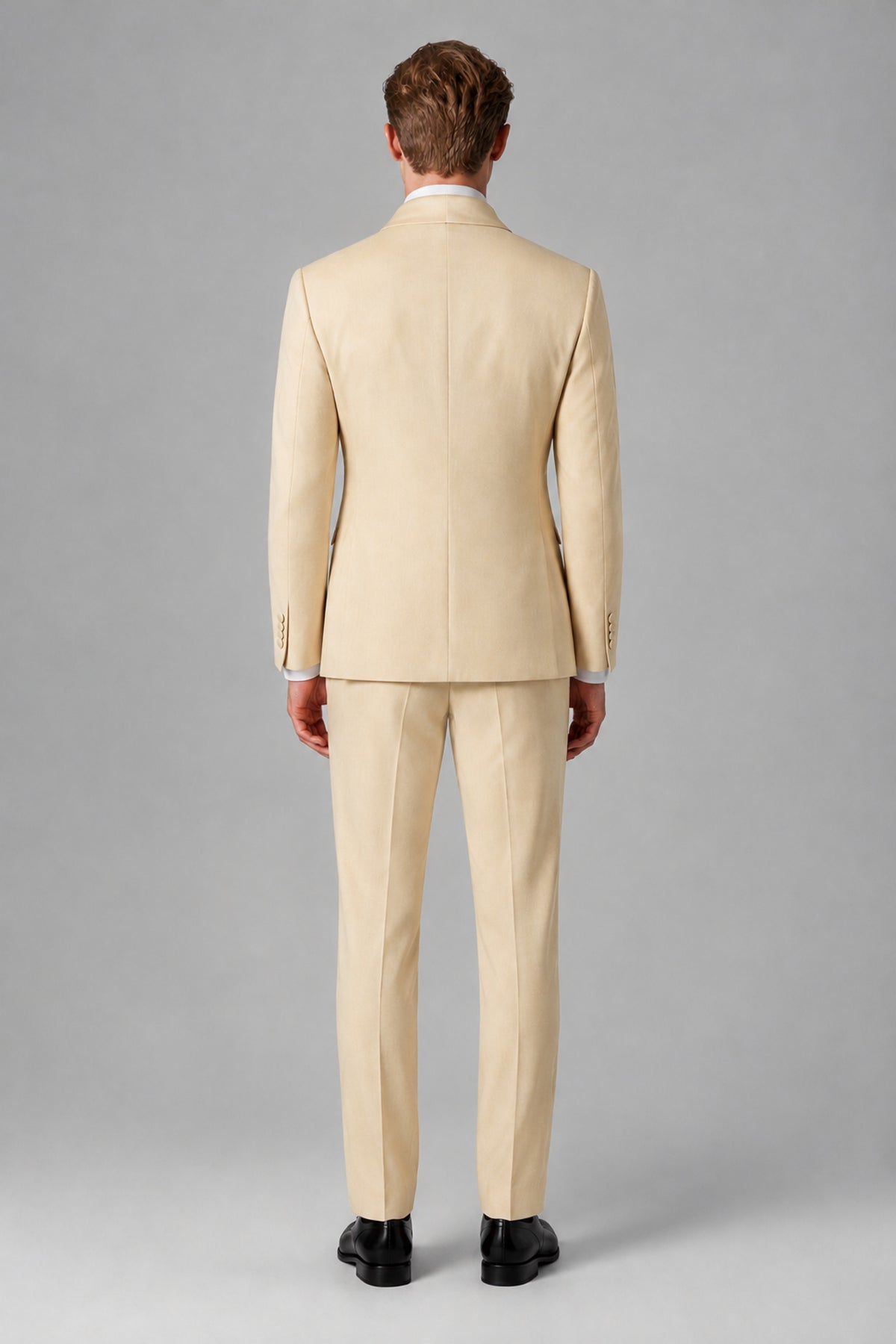 Bolodoo Men's Champagne Shawl Lapel 2-Piece Tuxedo Suit – Jacket & Trousers - Champagne - Champagne(4)