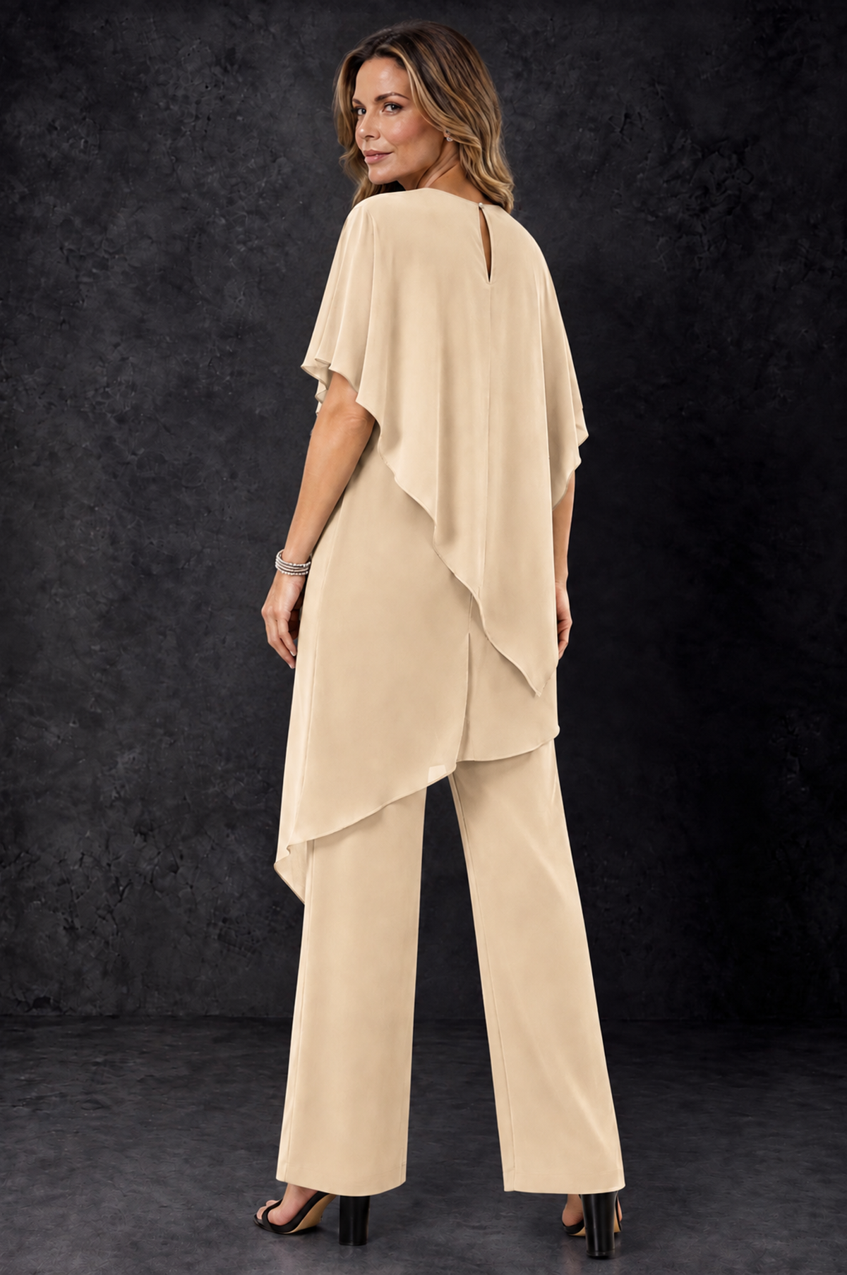 BOLODOO Champagne Chiffon Two Piece Mother of the Bride Pant Suit - Champagne - Champagne_4