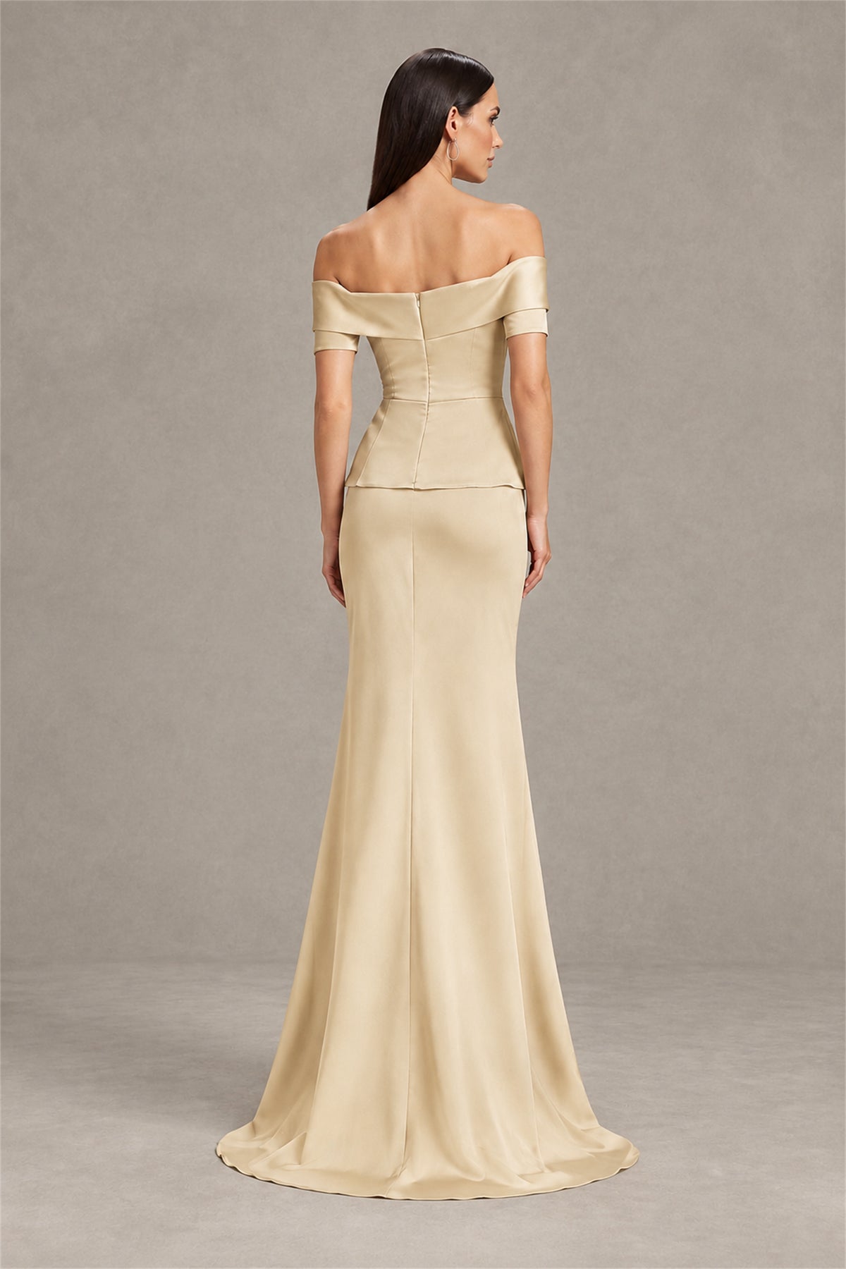 BOLODOO Champagne Off-Shoulder Mermaid Mother of the Bride Dress - Champagne