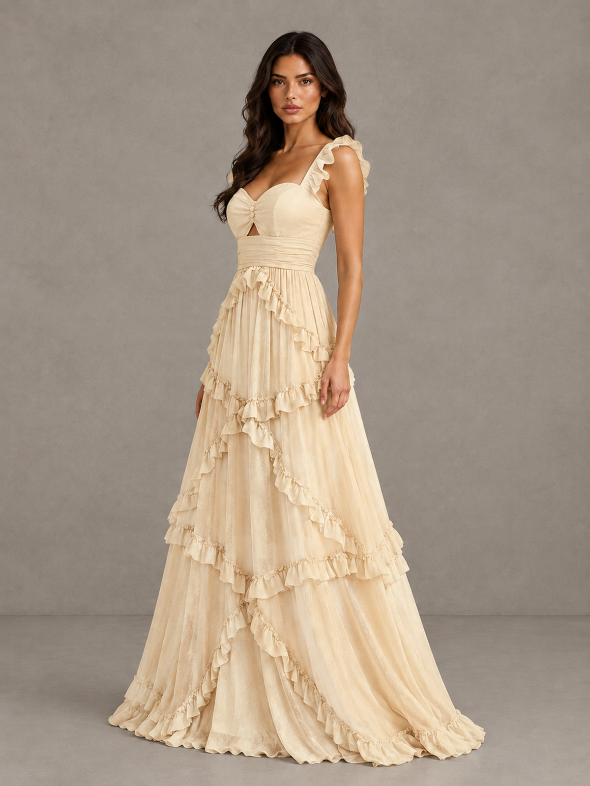 BOLODOO Champagne Ruffle A-Line Prom Dress with Open Back - Champagne - Champagne (3)