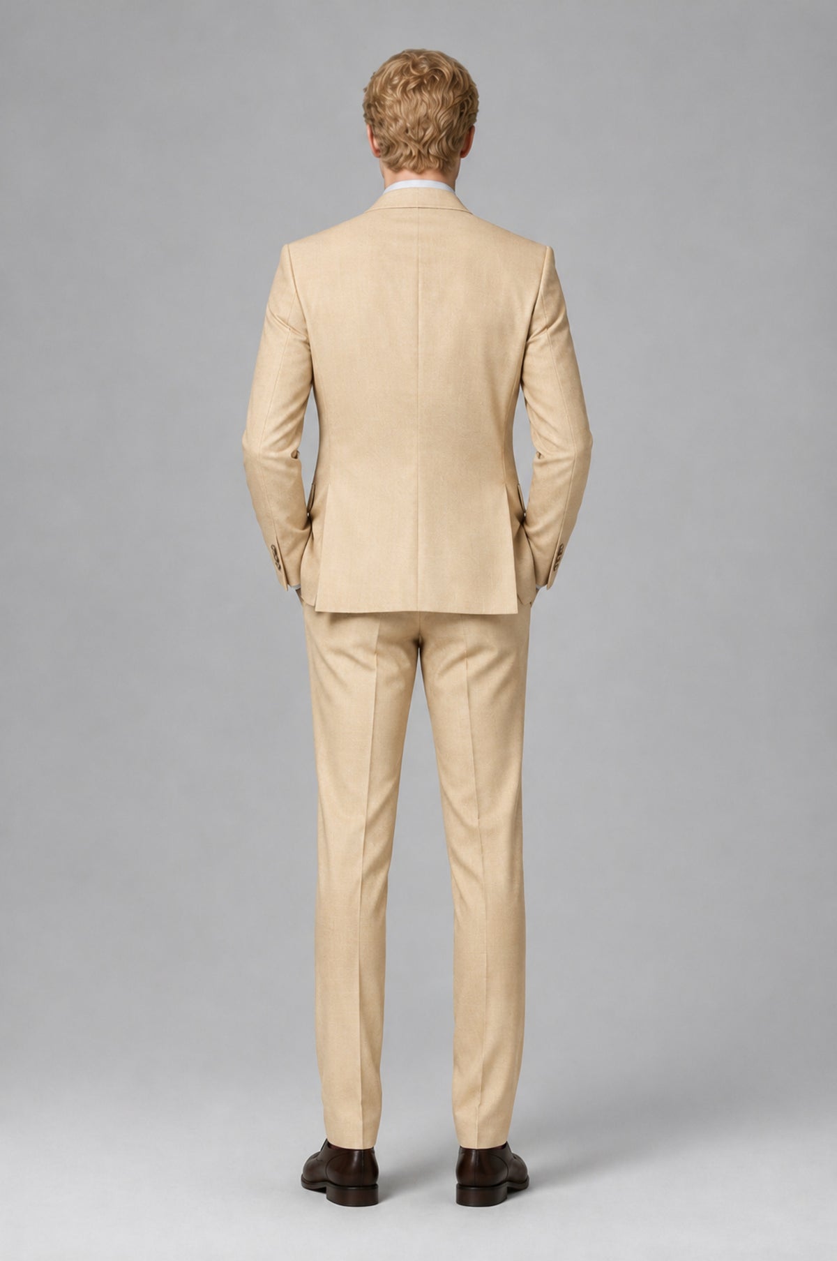 Bolodoo Men's Champagne Two-Piece Suit with Notch-Lapel Jacket and Trousers - Champagne - Champagne (5)