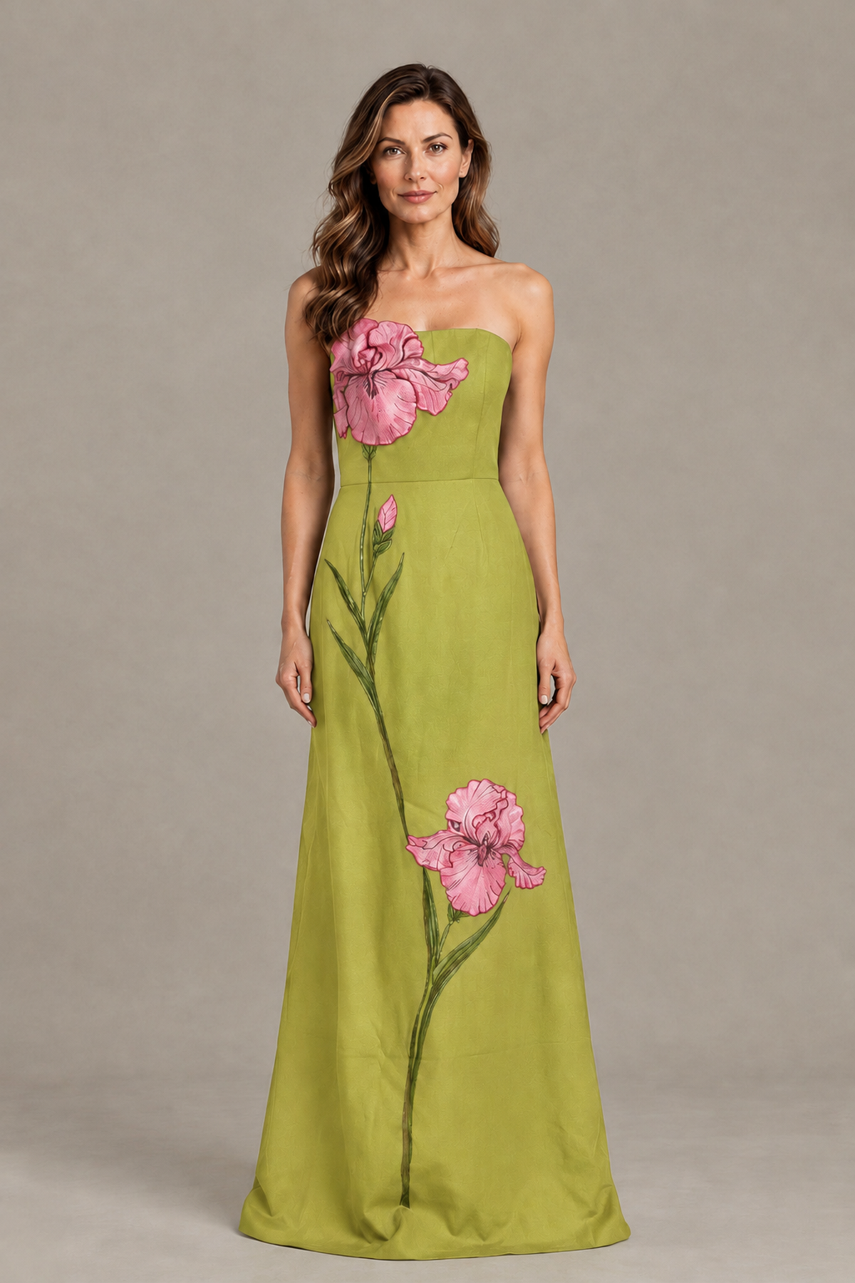 BOLODOO Chartreuse Strapless Floral Mother of the Bride Gown - Chartreuse - Chartreuse_01