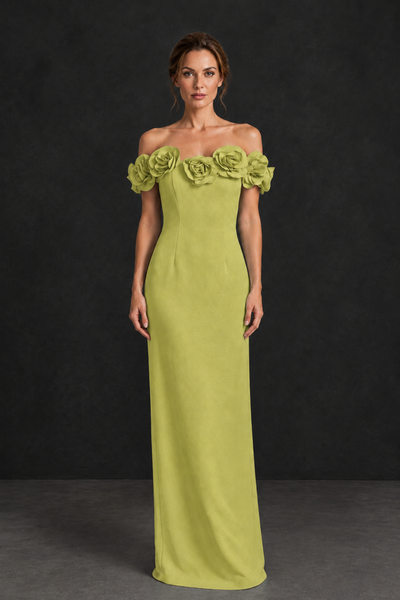 BOLODOO Chartreuse Off-the-Shoulder Floral Mother of the Bride Gown - Chartreuse - Chartreuse_01