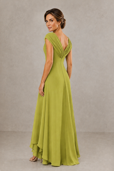 BOLODOO Chartreuse V-Neck High-Low Mother of the Bride Dress - Chartreuse - Chartreuse_02