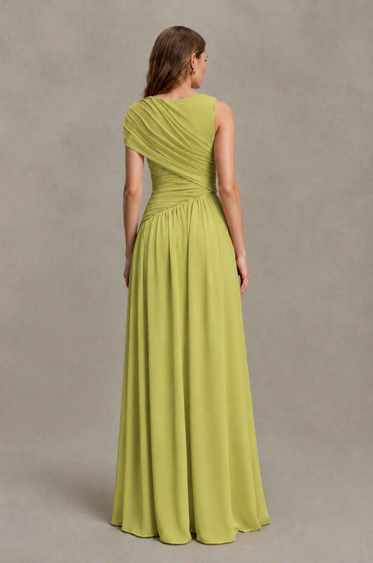 BOLODOO Chartreuse One-Shoulder Ruched Floor-Length Bridesmaid Dress - Chartreuse - Chartreuse_02