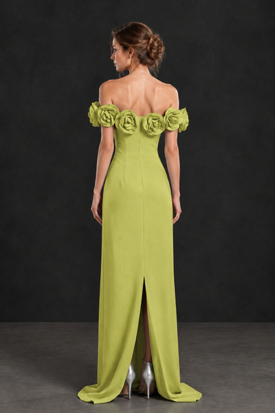 BOLODOO Chartreuse Off-the-Shoulder Floral Mother of the Bride Gown - Chartreuse - Chartreuse_02