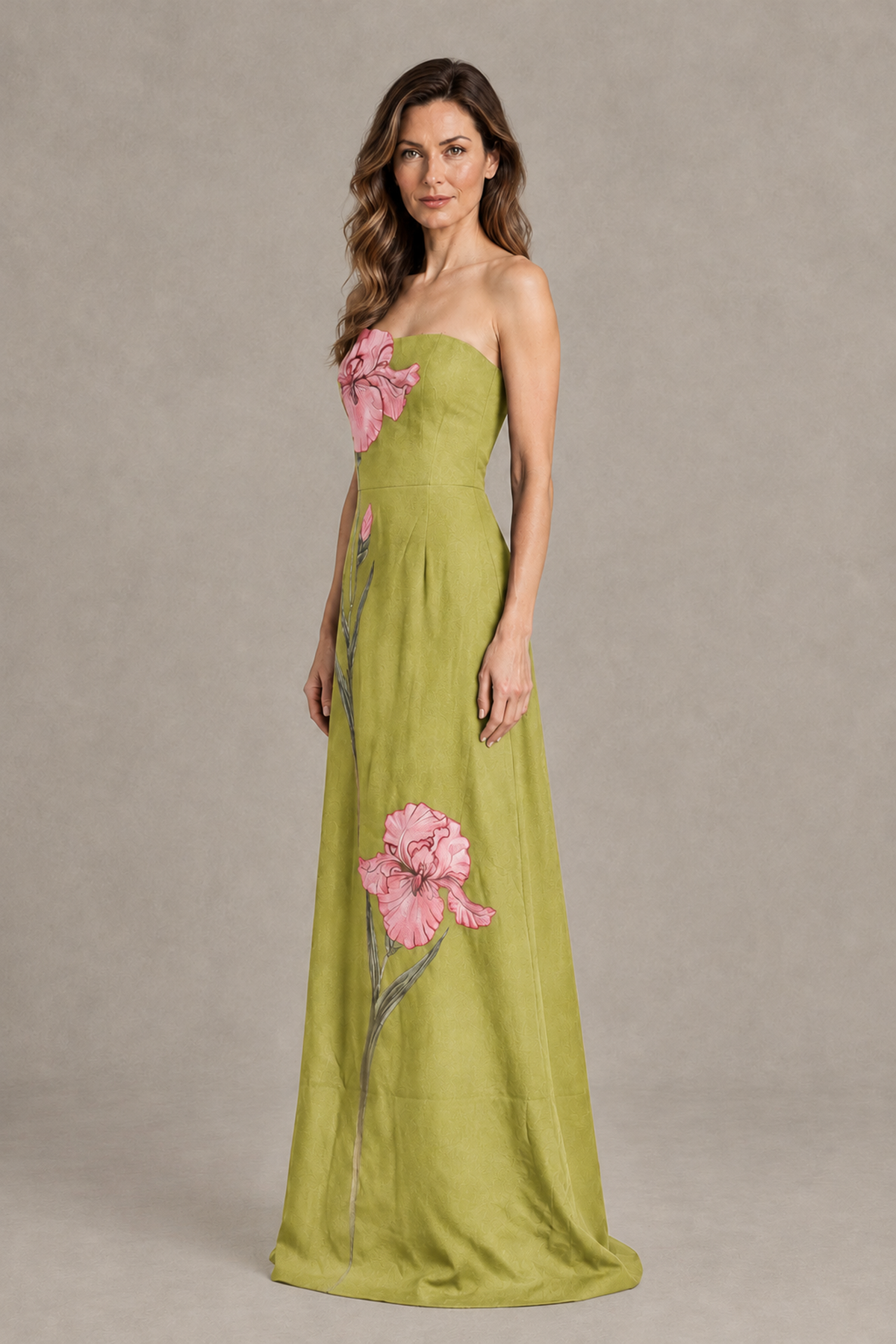 BOLODOO Chartreuse Strapless Floral Mother of the Bride Gown - Chartreuse - Chartreuse_03
