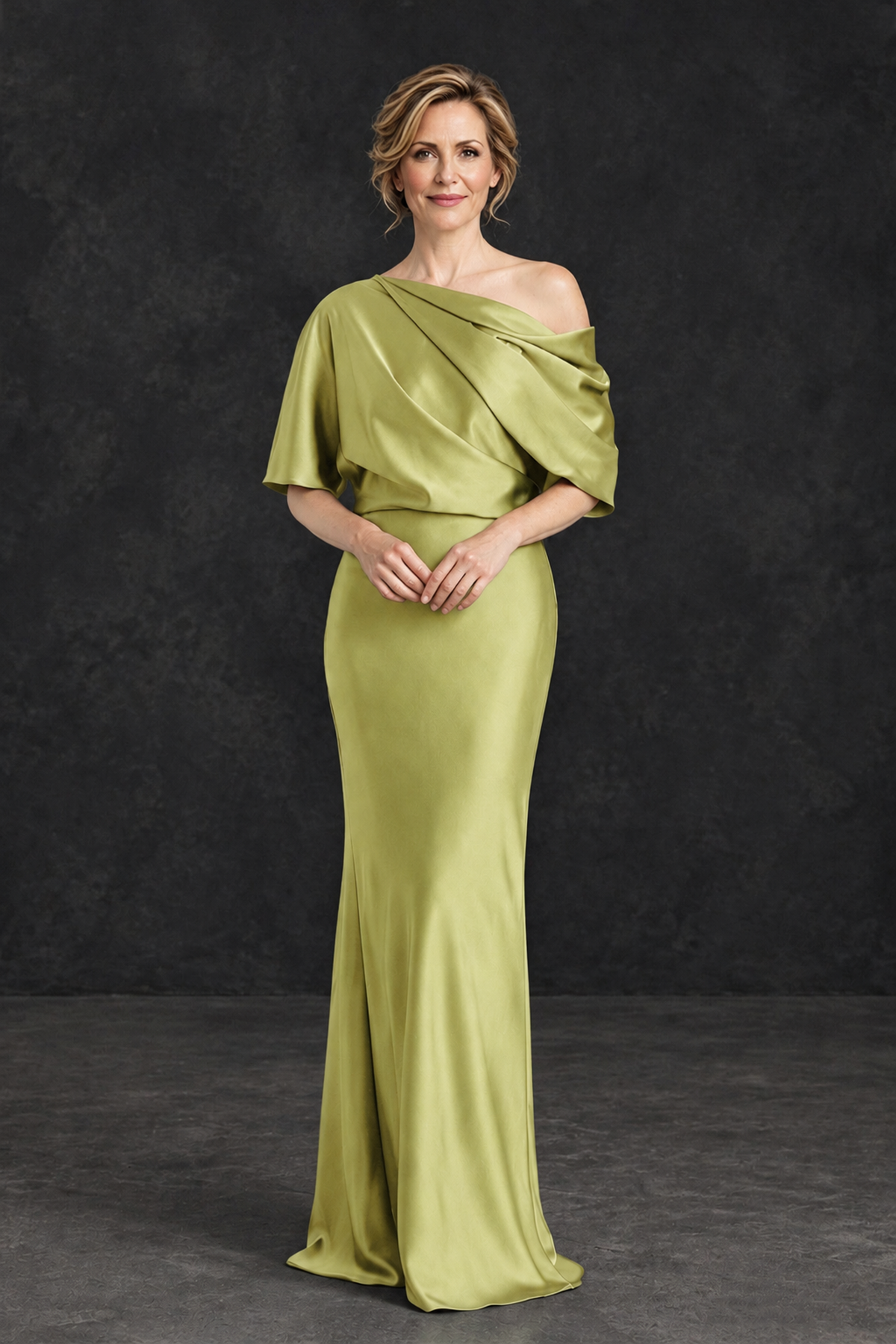 BOLODOO Chartreuse Satin Asymmetric Mother of the Bride Dress - Chartreuse - Chartreuse_1