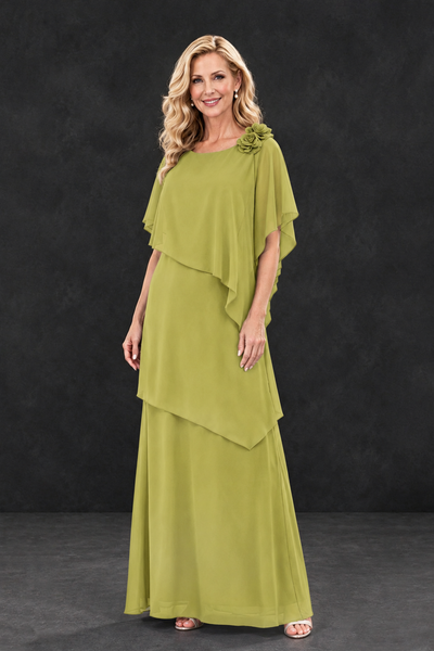 BOLODOO Chartreuse Tiered Flutter Sleeve Mother of the Bride Maxi Dress - Chartreuse - Chartreuse_1
