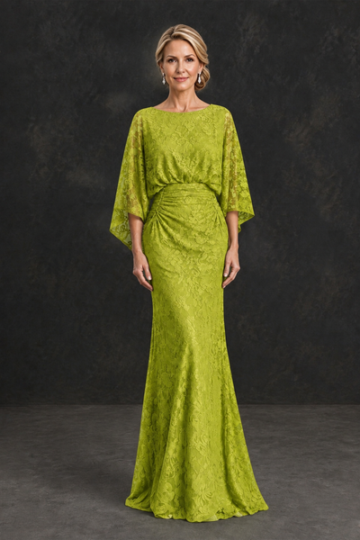 BOLODOO Chartreuse Lace Flutter Sleeve Mother of the Bride Dress - Chartreuse - Chartreuse_1