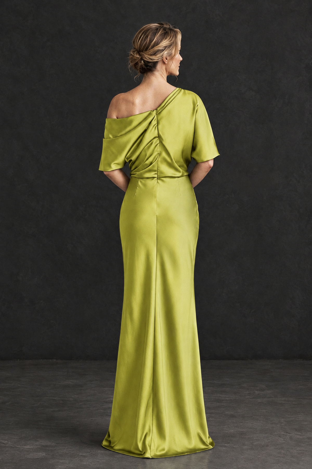 BOLODOO Chartreuse Satin Asymmetric Mother of the Bride Dress - Chartreuse - Chartreuse_2