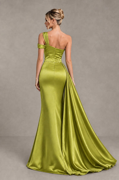 BOLODOO Chartreuse Asymmetric Ruched Formal Evening Dress - Chartreuse - Chartreuse_2