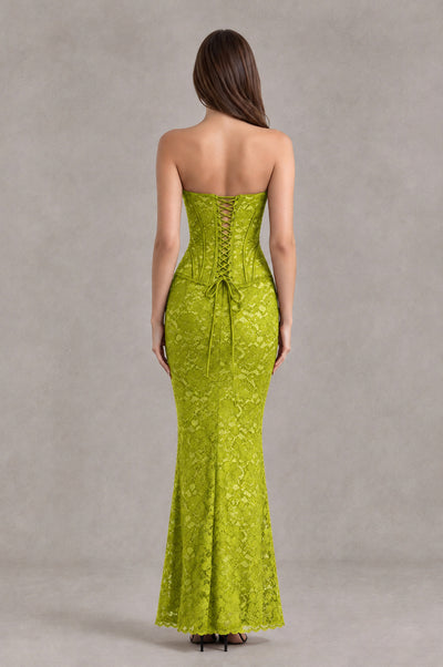 BOLODOO Chartreuse Strapless Lace Corset Wedding Guest Dress - Chartreuse - Chartreuse_2