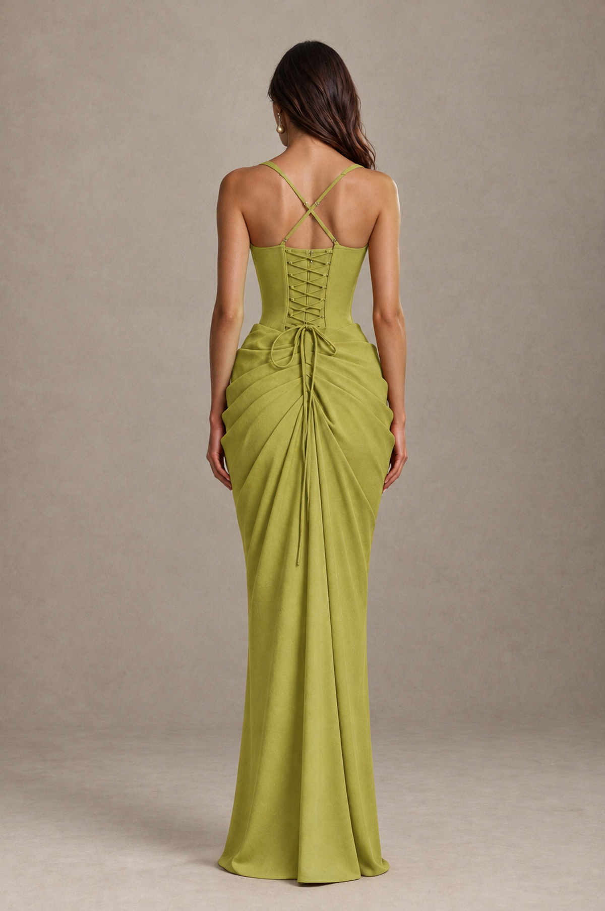BOLODOO Chartreuse Sweetheart Ruched Lace-Up Back Evening Gown - Chartreuse - Chartreuse_2