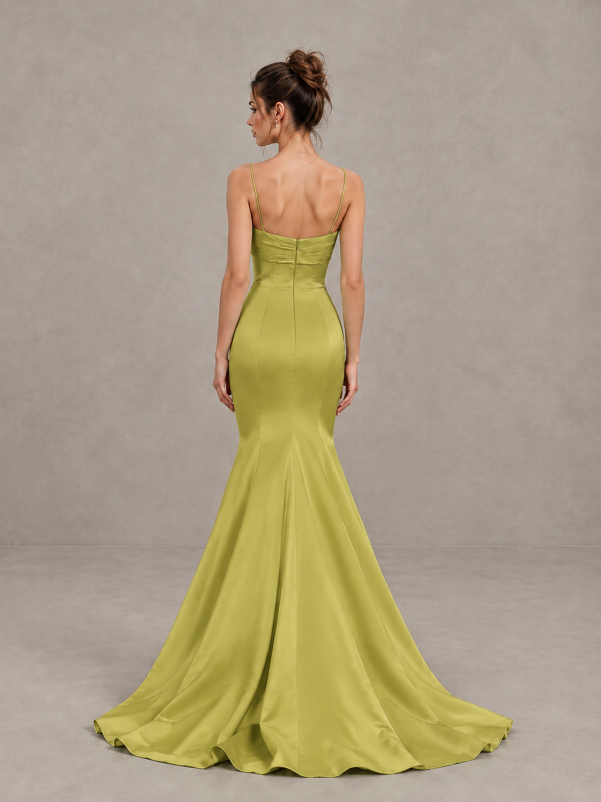 BOLODOO Chartreuse Satin-Look Mermaid Prom Dress with Bow - Chartreuse - Chartreuse_2