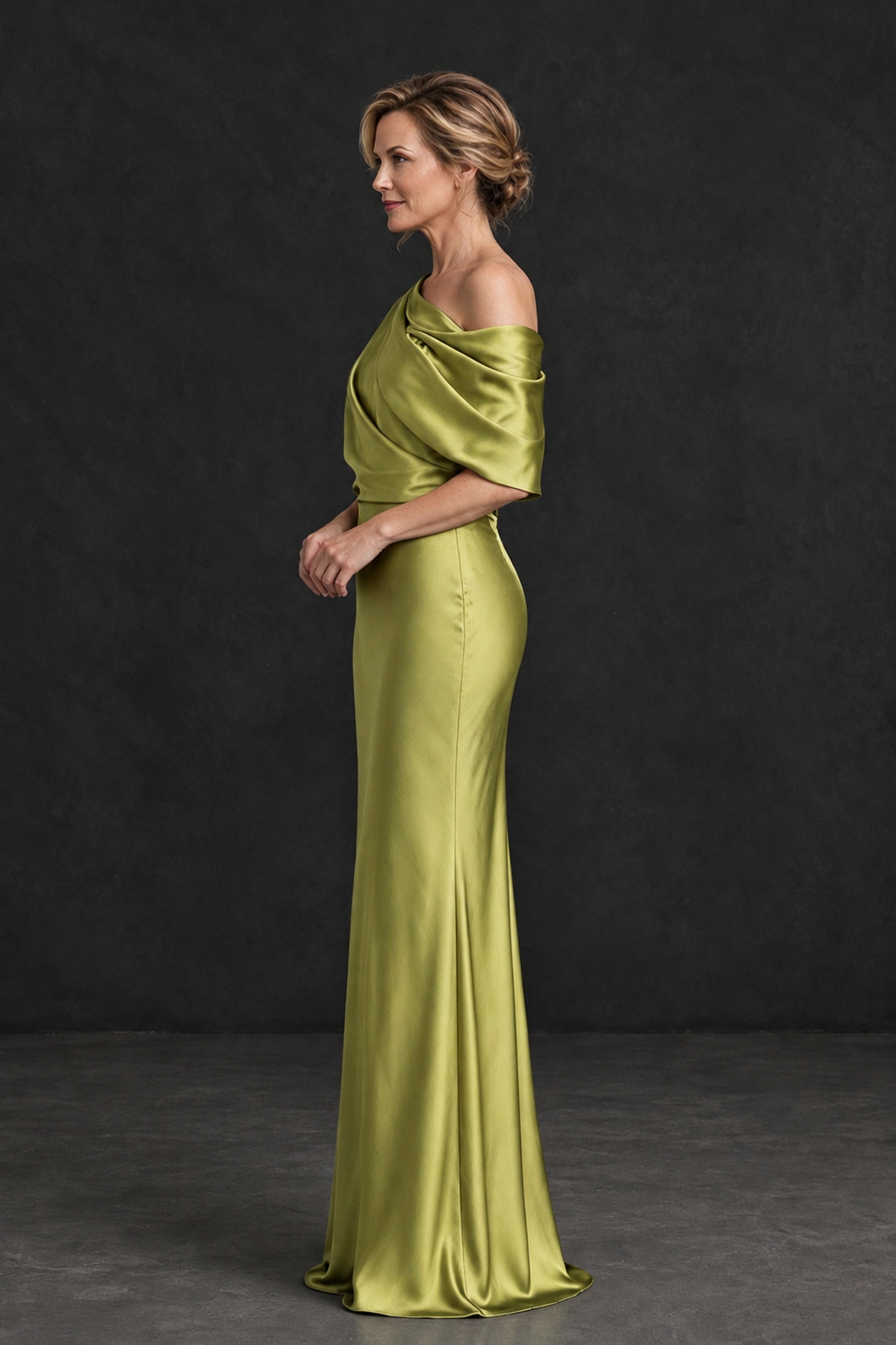 BOLODOO Chartreuse Satin Asymmetric Mother of the Bride Dress - Chartreuse - Chartreuse_3