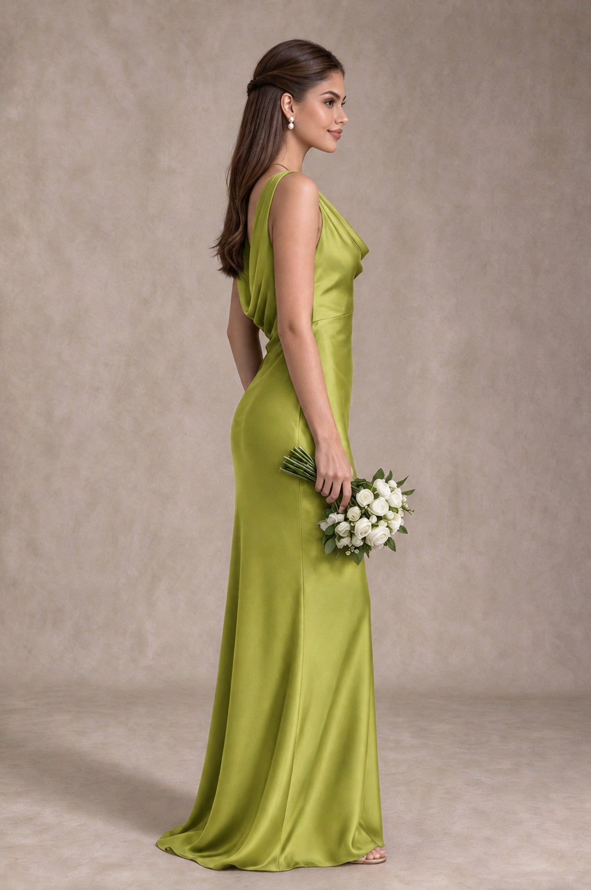 BOLODOO Chartreuse Cowl Neck Open Back Satin Bridesmaid Dress - Chartreuse - Chartreuse_4