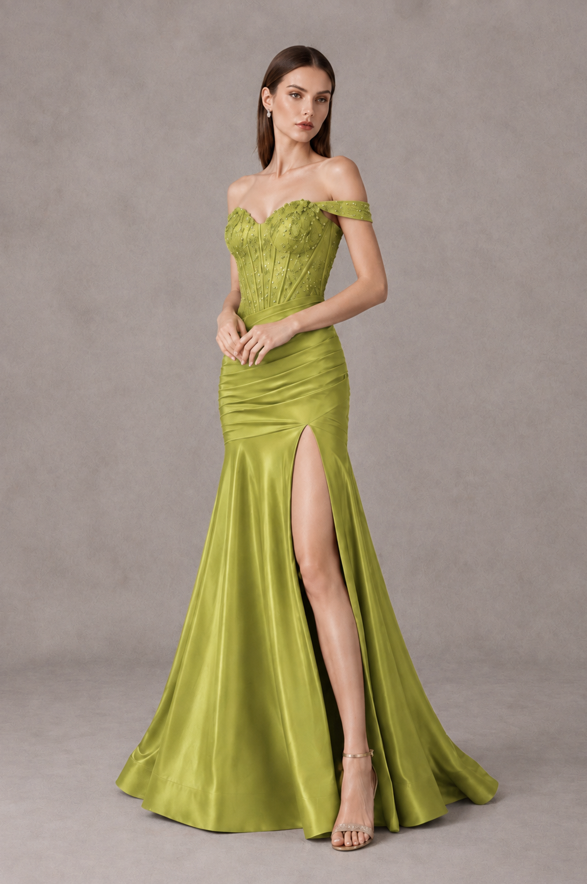 BOLODOO Chartreuse Off-Shoulder Corset Mermaid Prom Dress with Slit Sequin Lace Evening Gown - Chartreuse - Chartreuse_4